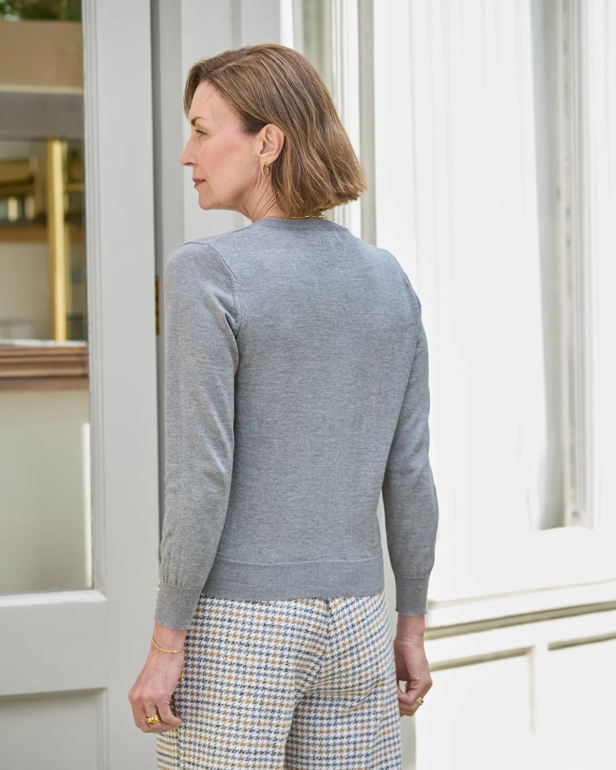 Ladies’ Pure Merino Wool Short Cardigan – Grey-Tactilefable