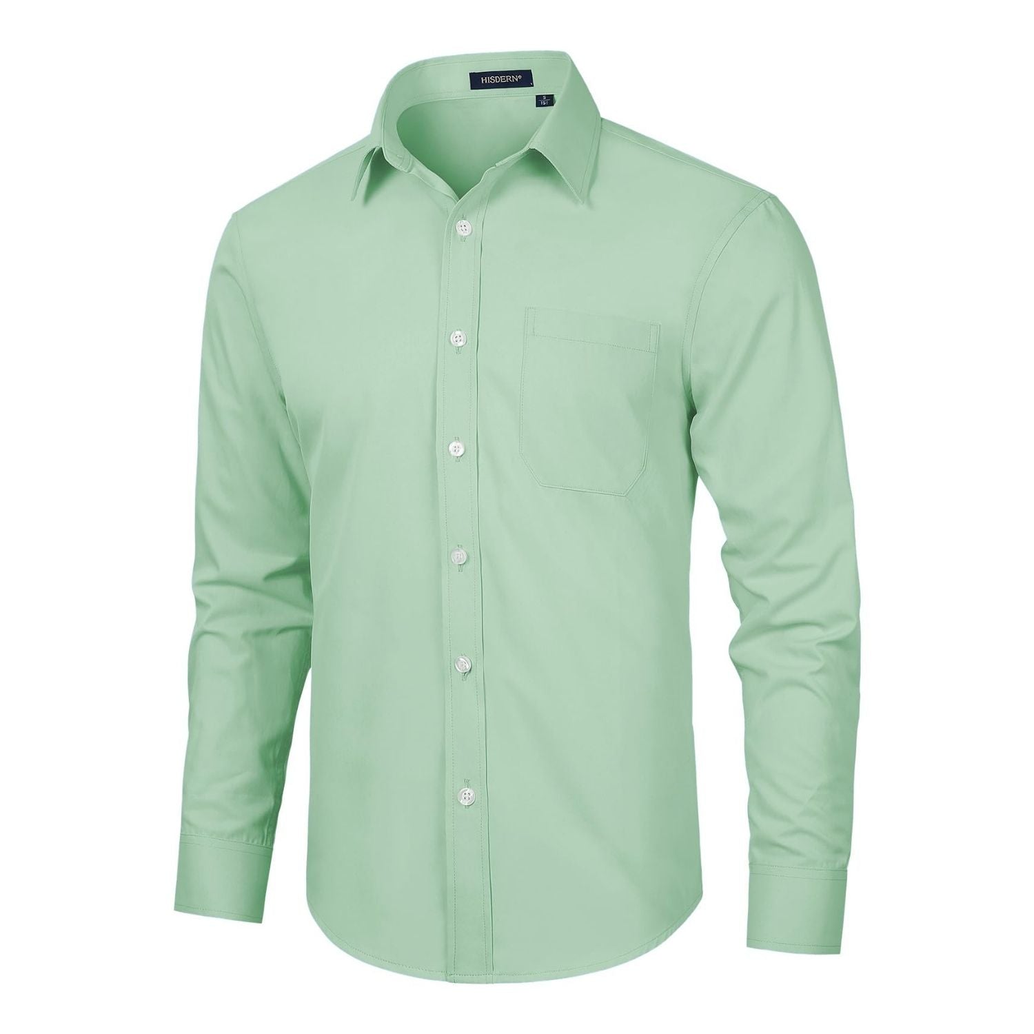  Sage Green Slim Fit Wrinkle-Free Non-Iron Dress Shirt for Wedding & Business Event-Tactilefable