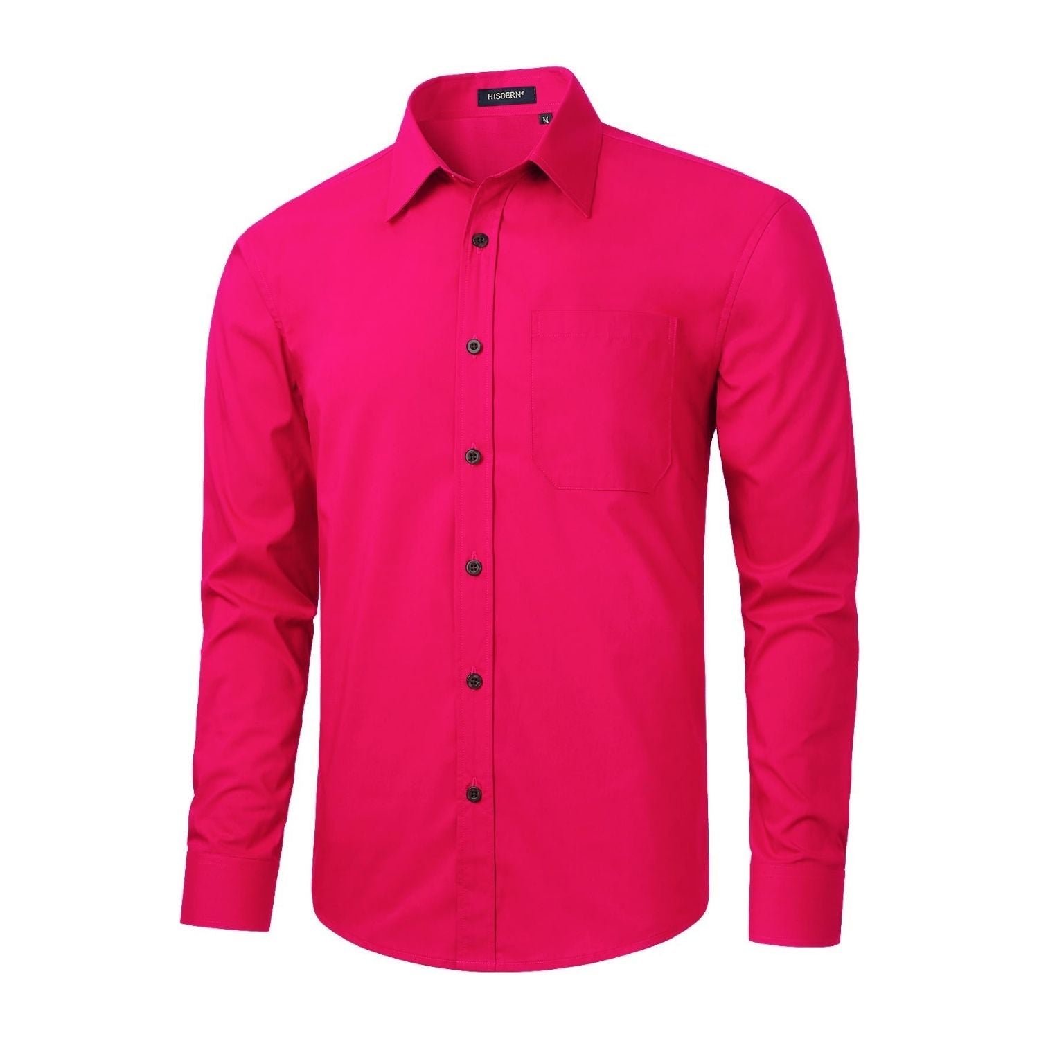  Anti-wrinkle Hot Pink Men's  Dress Shirt For Gala & Formal Occasion Staple-Tactilefable