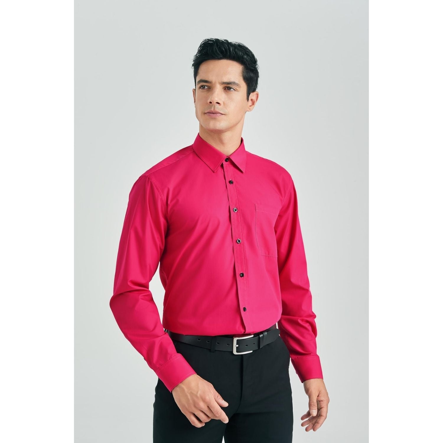  Anti-wrinkle Hot Pink Men's  Dress Shirt For Gala & Formal Occasion Staple-Tactilefable