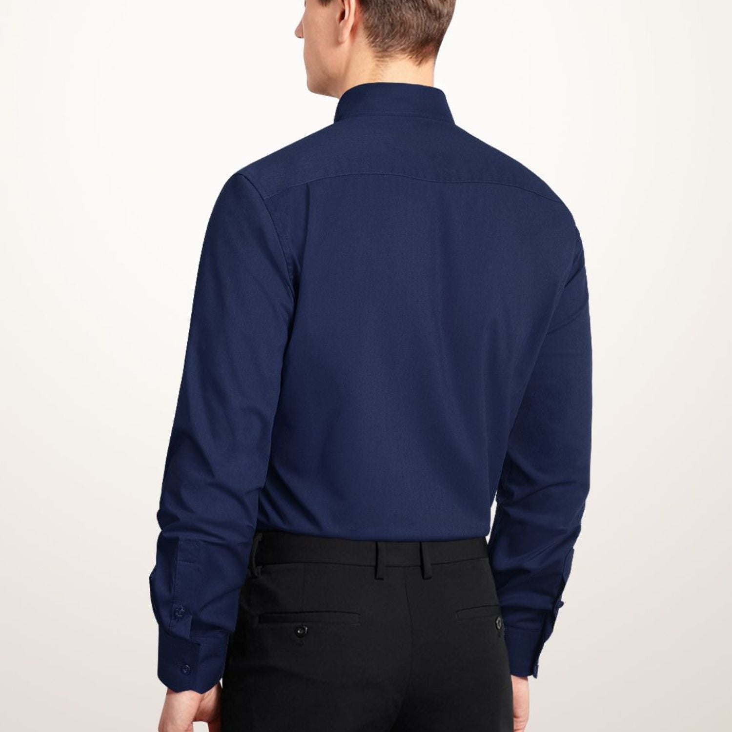  OfficeFlex Navy Blue Dress Shirt for Client Meetings-Tactilefable