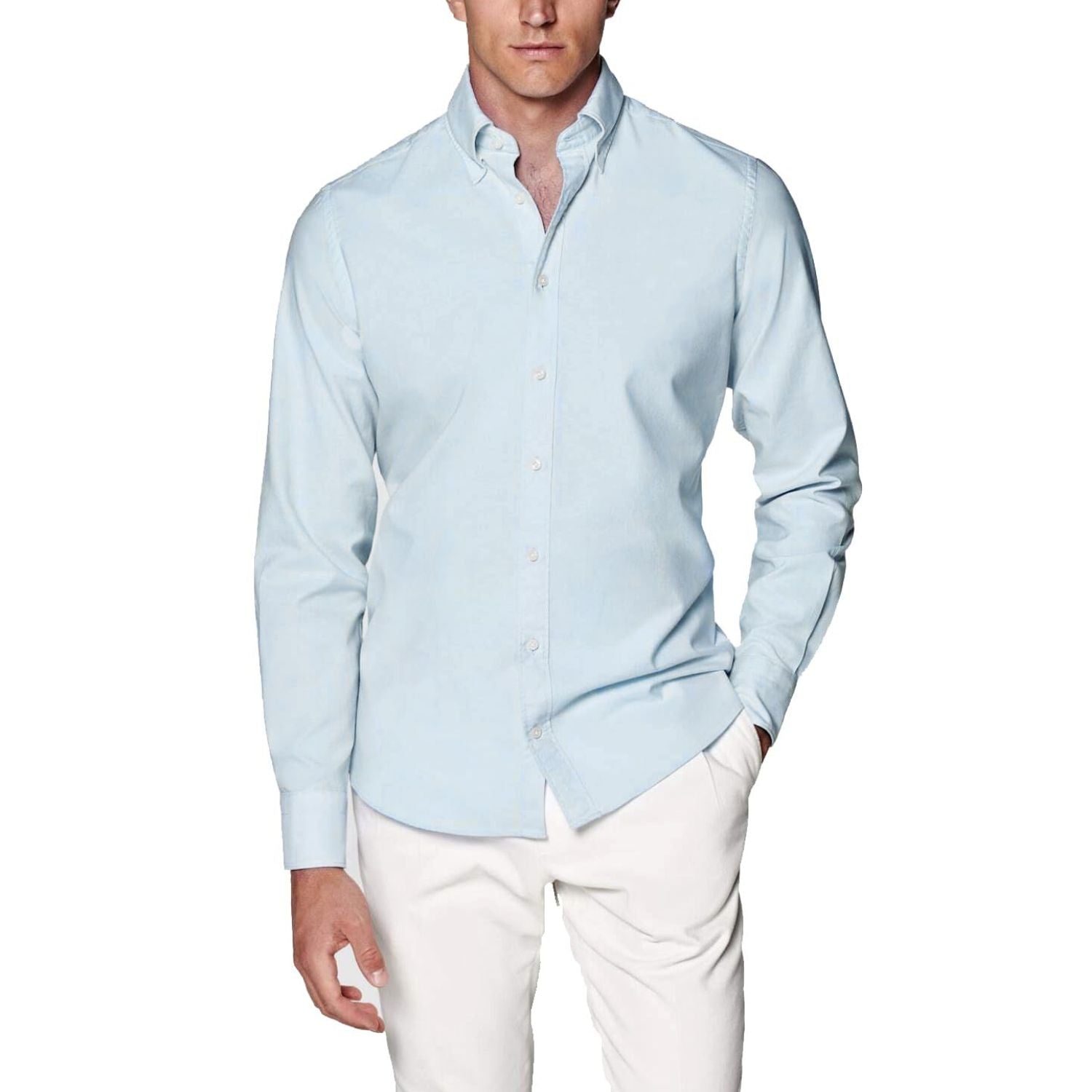  Micro Twill Light Blue Formal Dress Shirt for Corporate Workwear-Tactilefable