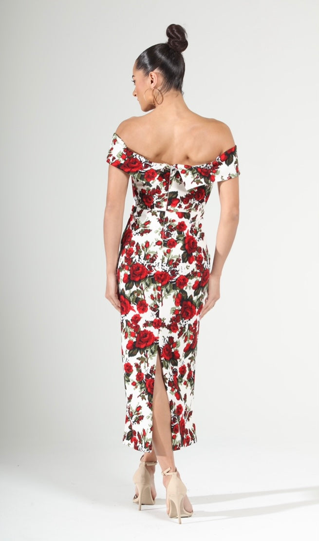 Rosalie Off-Shoulder Midi Dress-Tactilefable