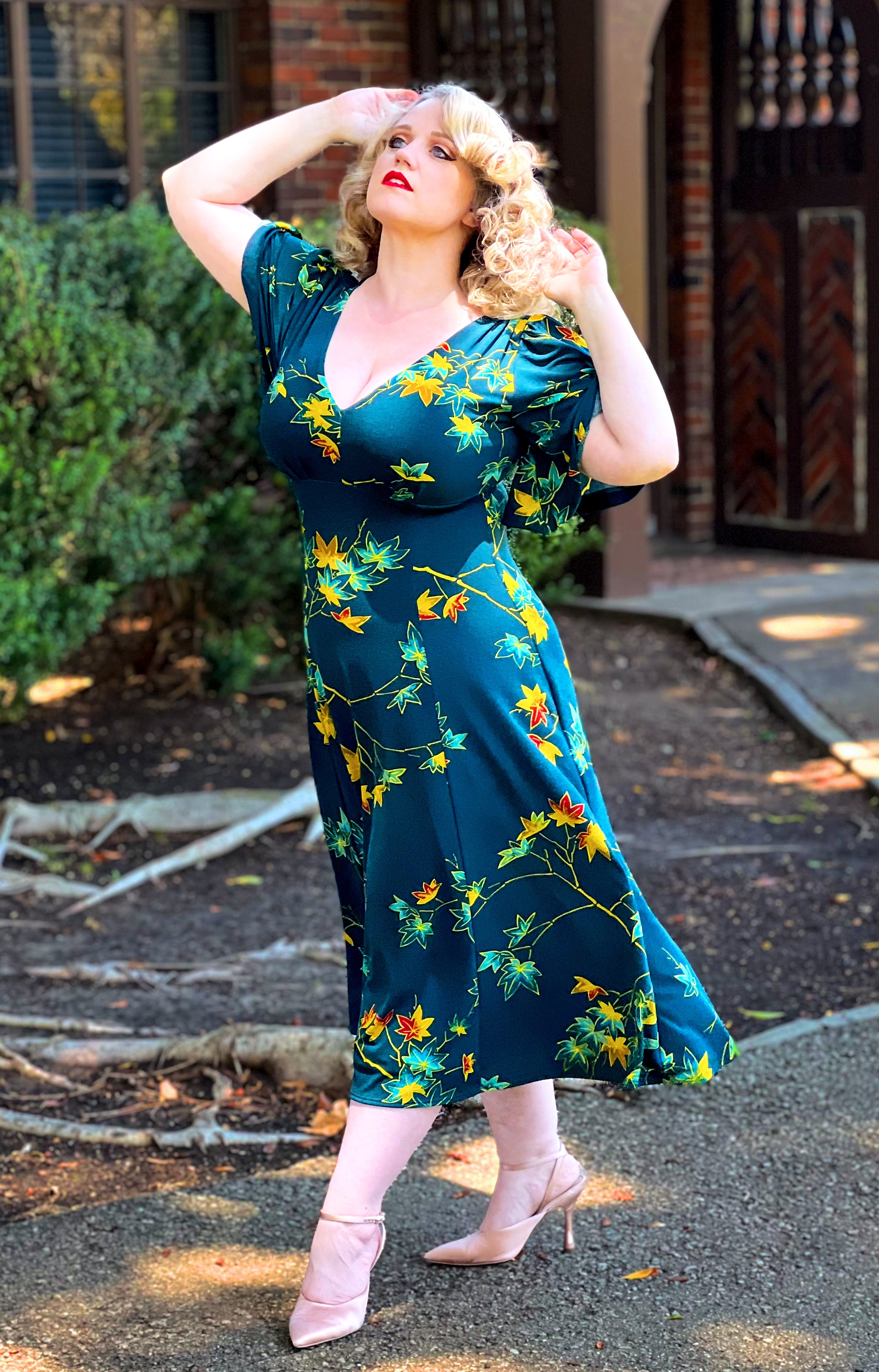 Viva Dress in Falling Leaves Crepe | Laura Byrnes Designs-Tactilefable