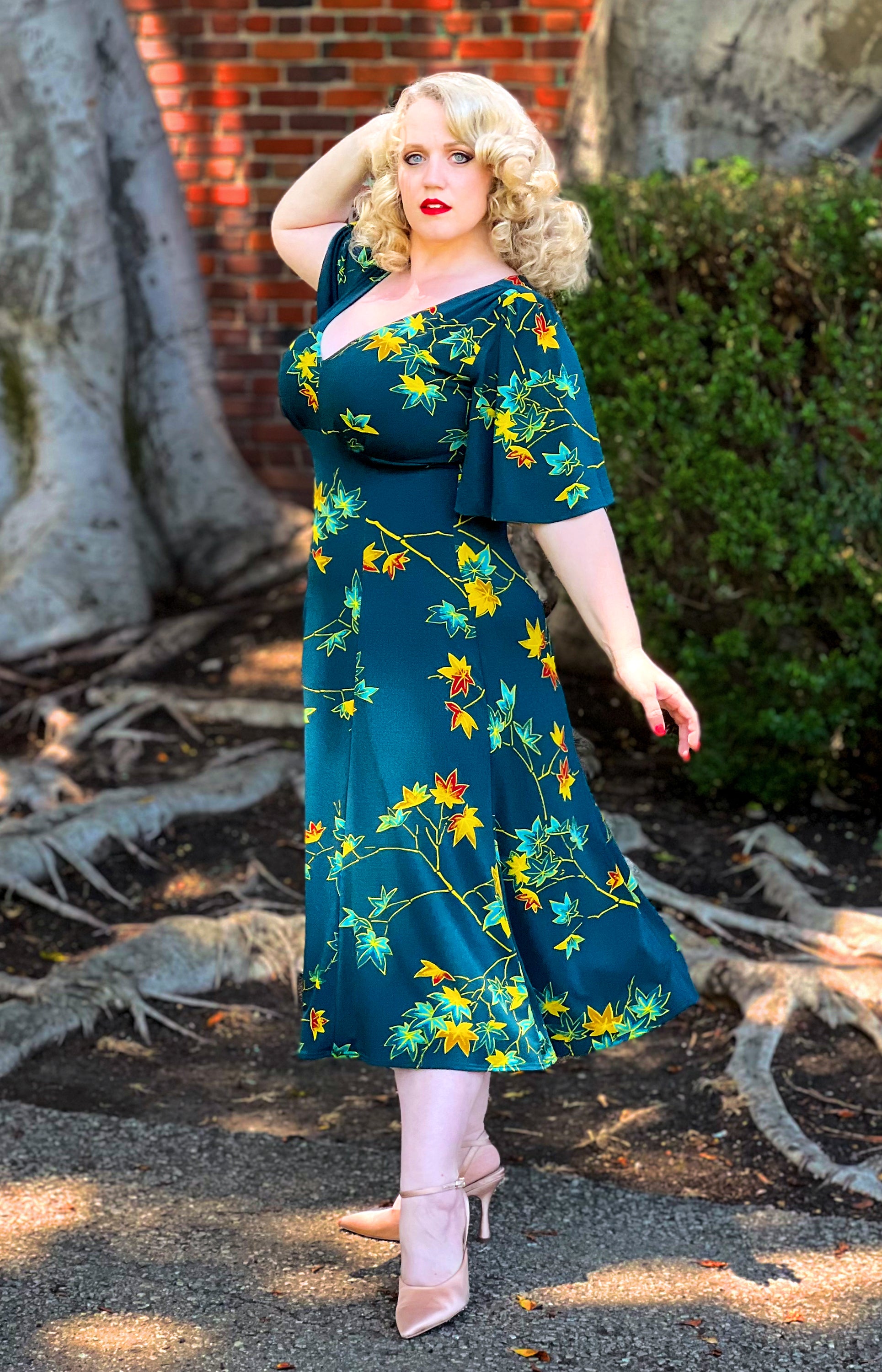 Viva Dress in Falling Leaves Crepe | Laura Byrnes Designs-Tactilefable