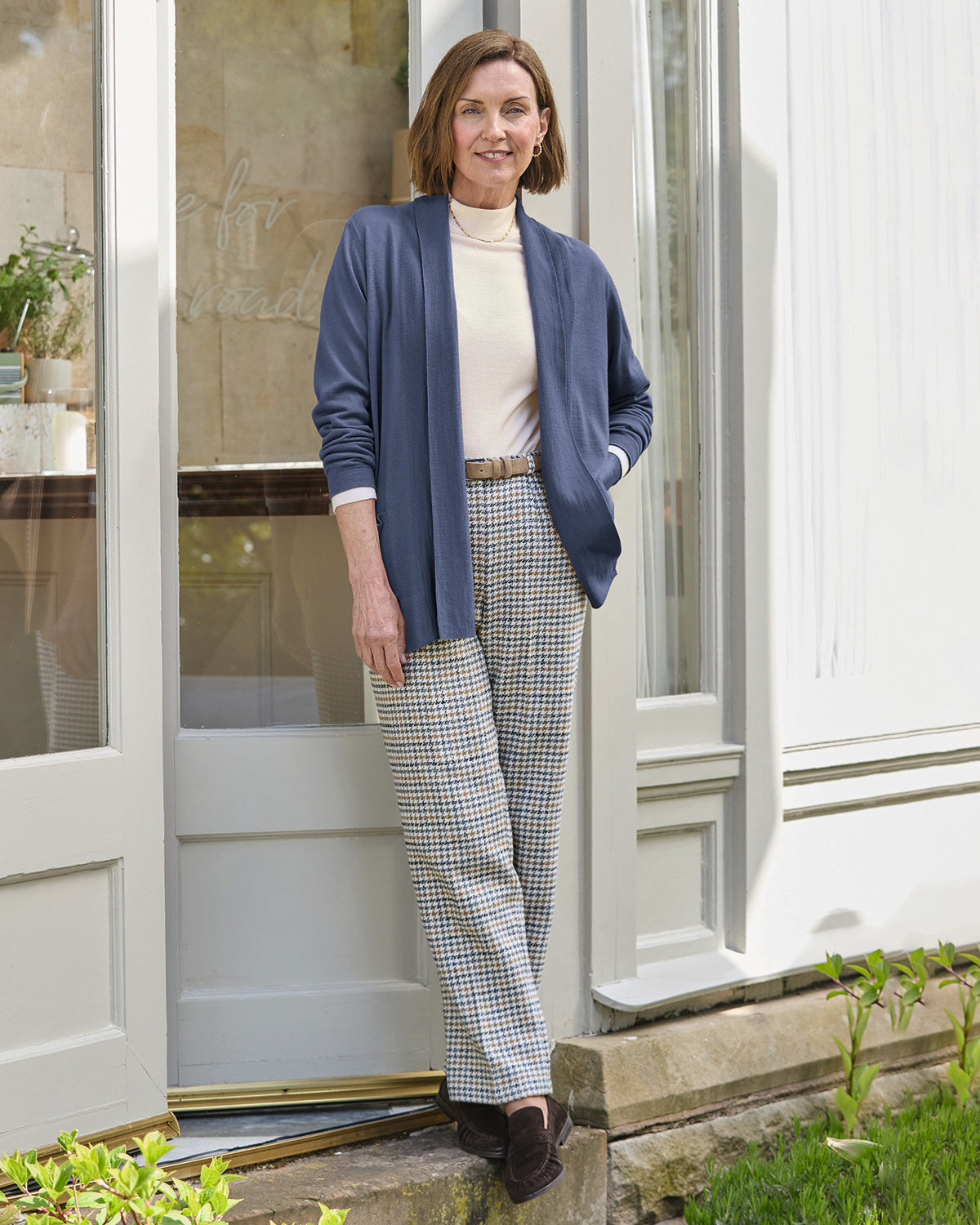 LadiesMerino Wool Blend Cardigan – Indigo-Tactilefable