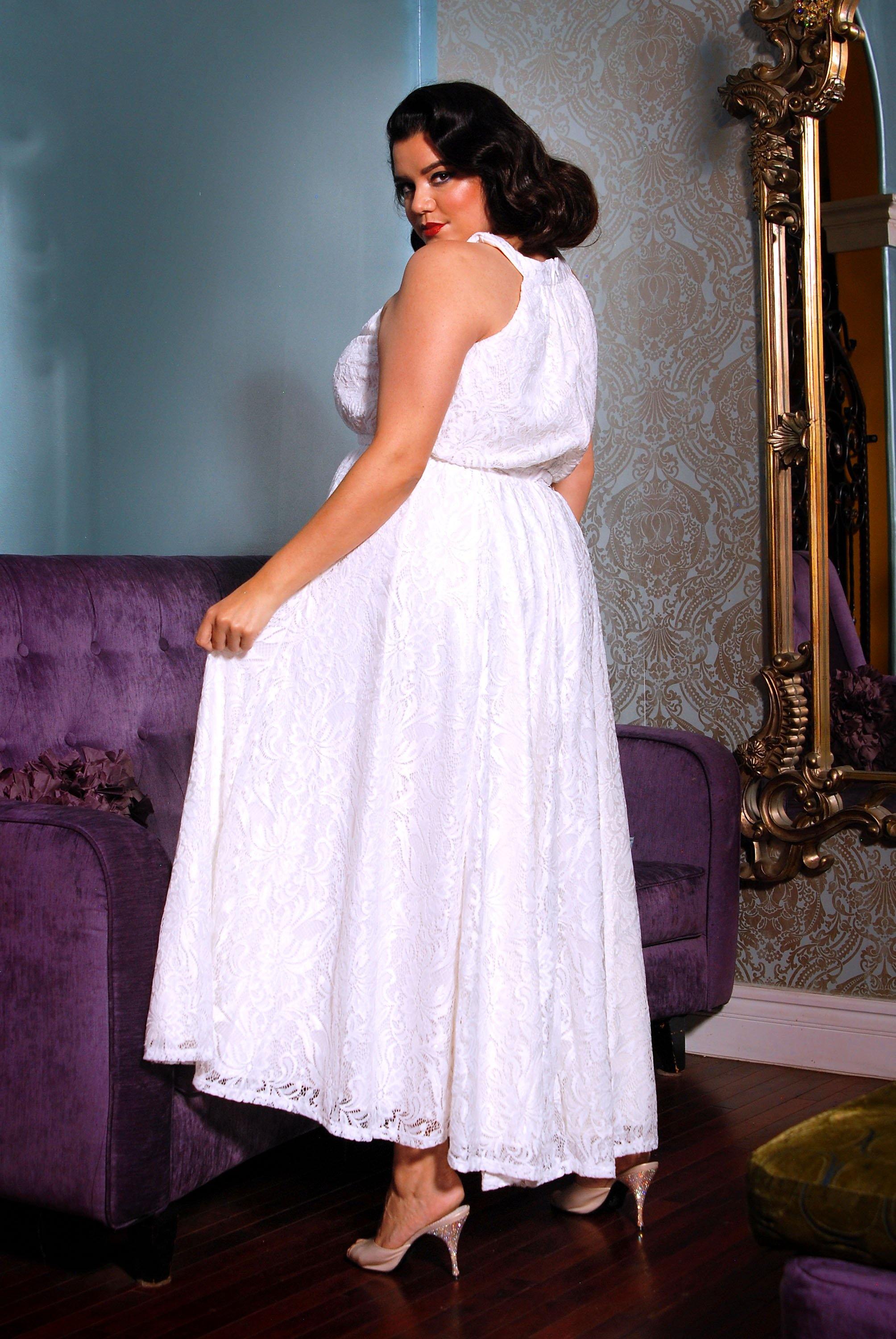 Maybelle Maxi Dress in Ivory with Lace Overlay | Laura Byrnes-Tactilefable