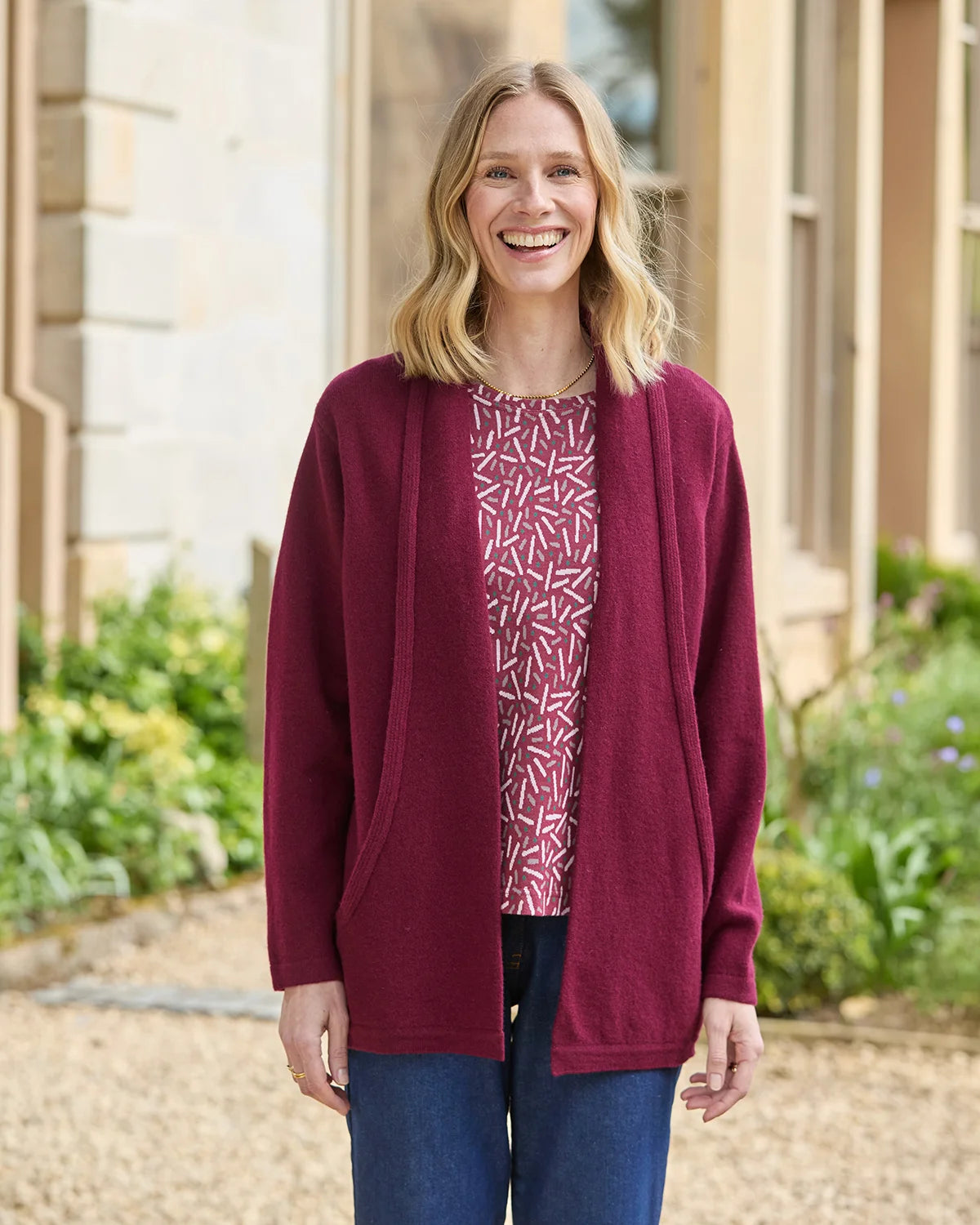 Sienna Pure Lambswool Edge to Edge Cardigan – Merlot-Tactilefable