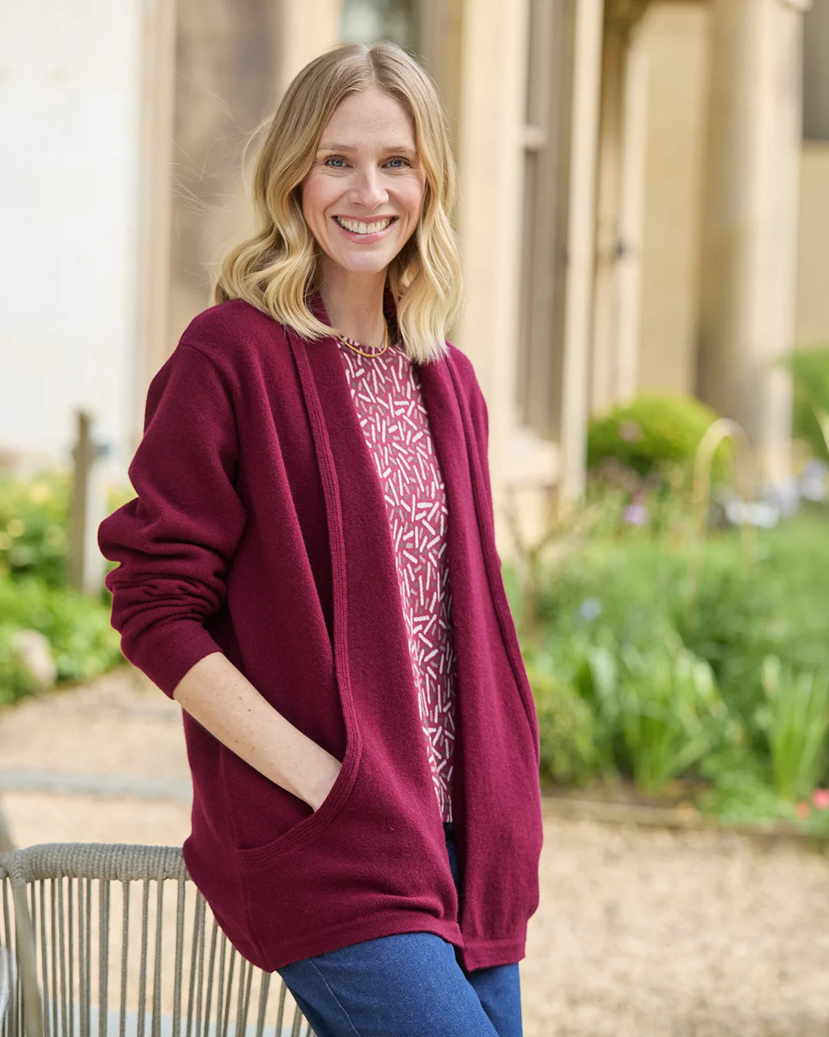 Sienna Pure Lambswool Edge to Edge Cardigan – Merlot-Tactilefable