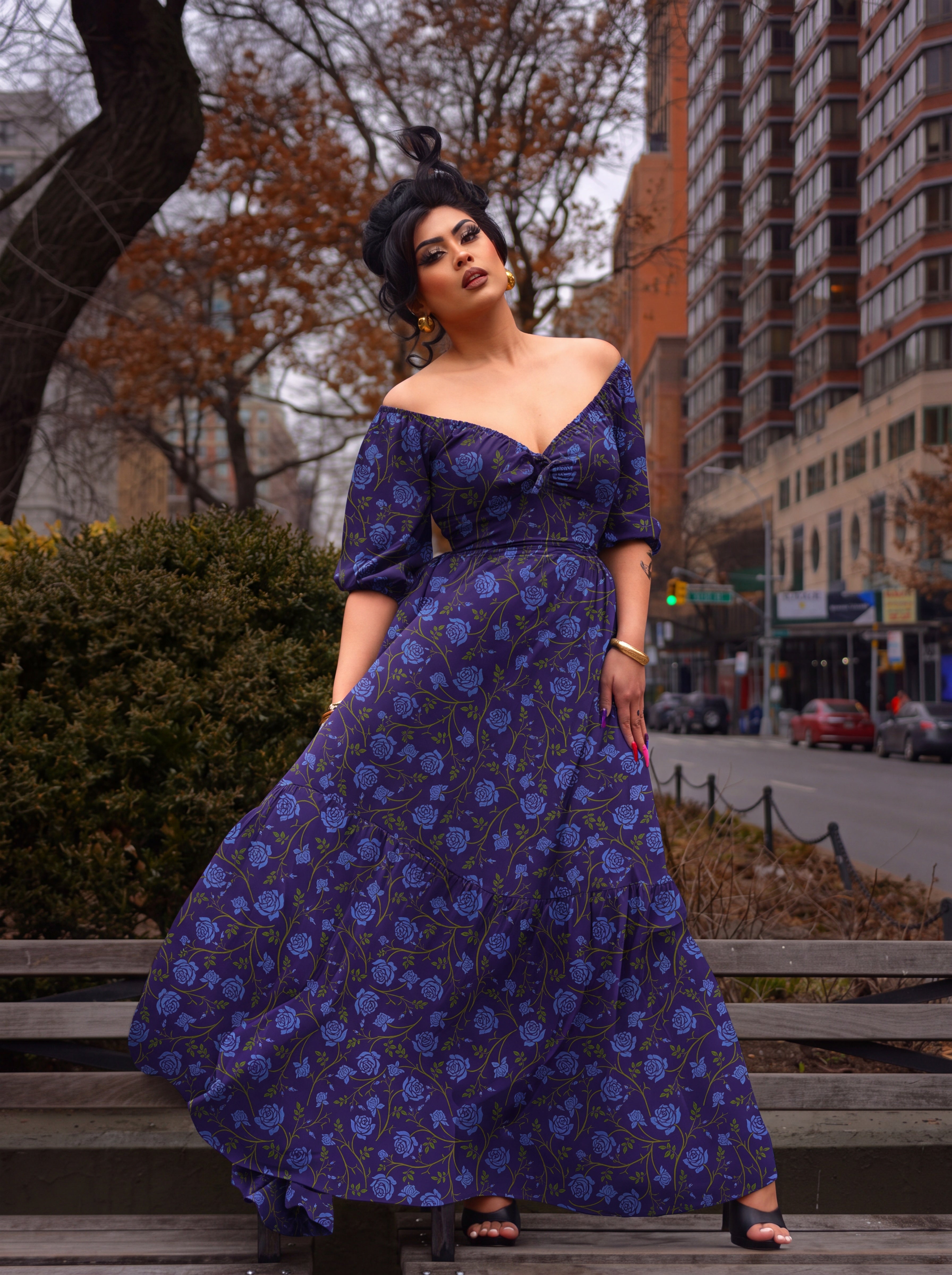 Molly Maxi in Blue Rose Silhouette-Tactilefable