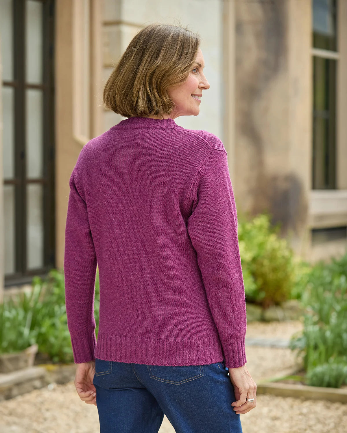 Ladies’ Pure Shetland Wool Cardigan – Mulberry-Tactilefable