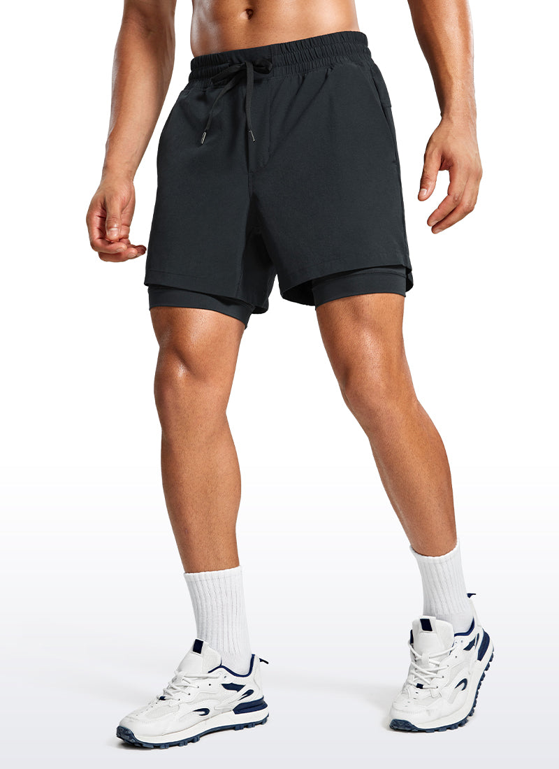 Feathery-Fit 2 in 1 Athletic Shorts 5''- with Pockets & Long Liner-Tactilefable