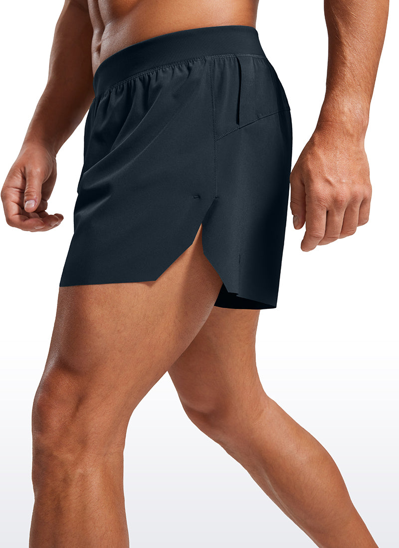 2 in 1 Side Split Dolphin Shorts 4'' with Pockets-Tactilefable