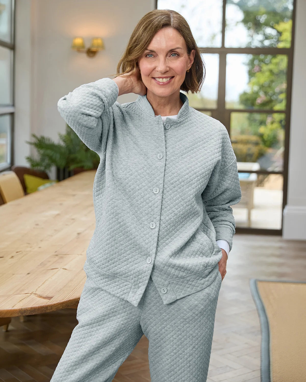 Nova Silver Quilted Leisure Cardigan-Tactilefable