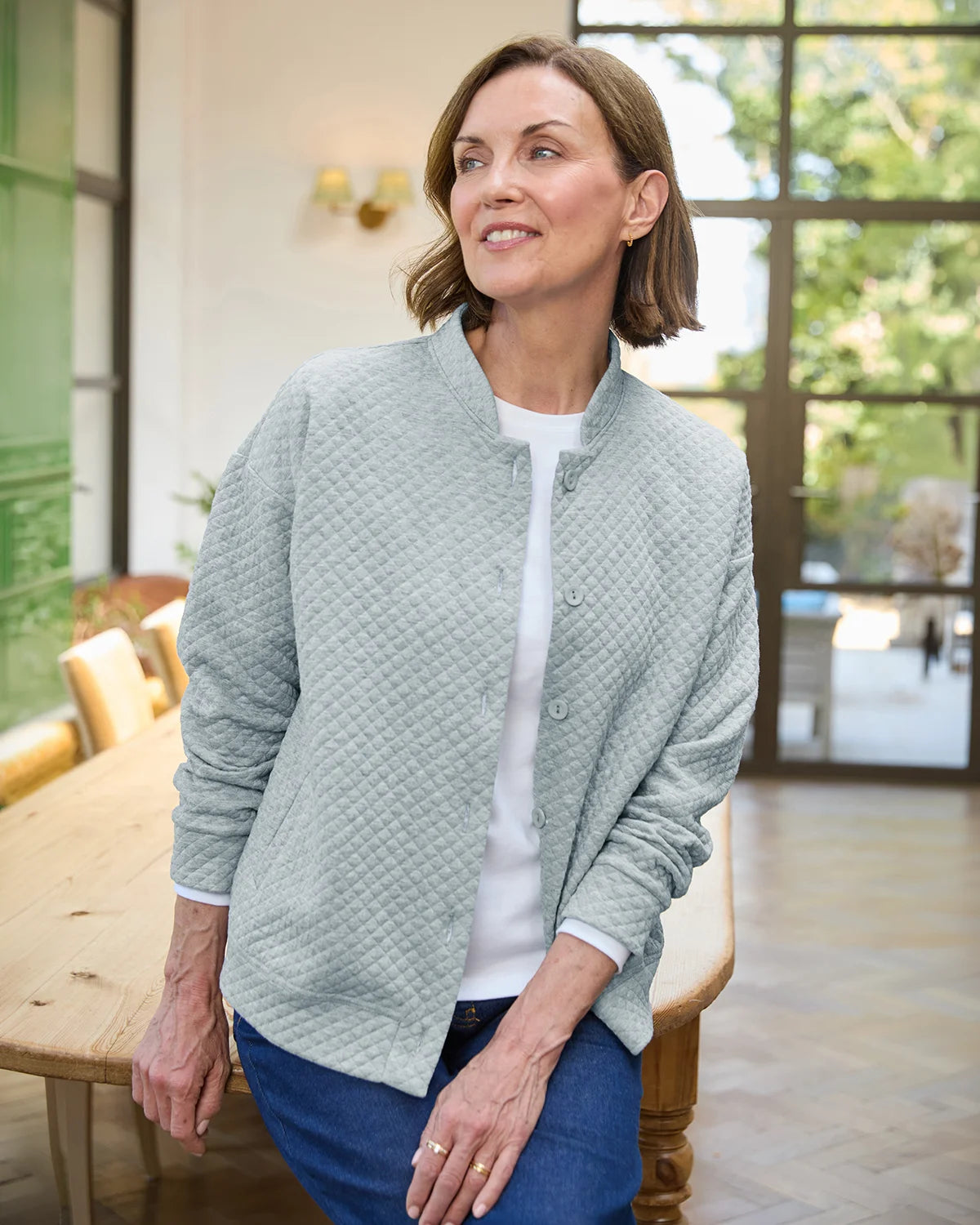 Nova Silver Quilted Leisure Cardigan-Tactilefable