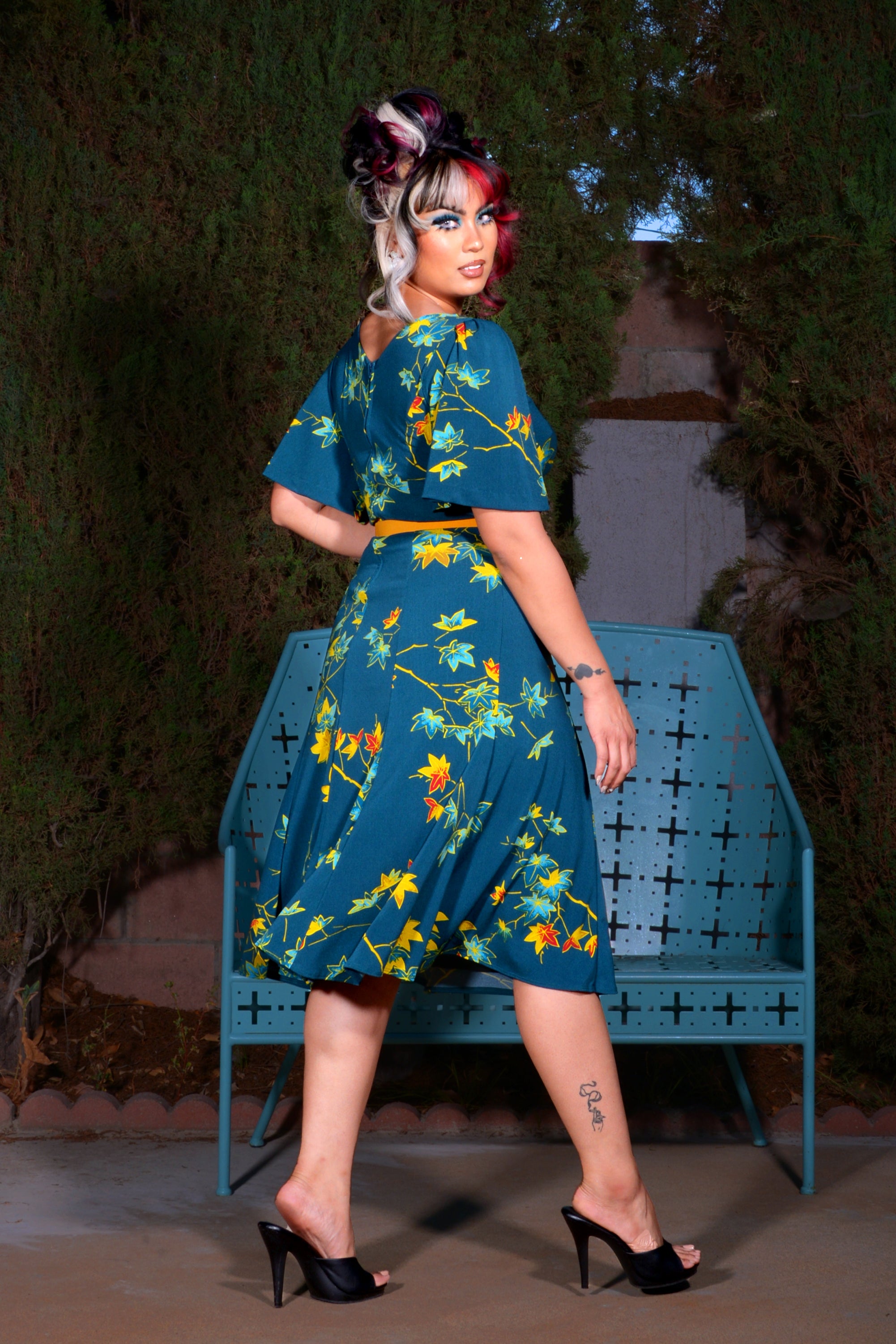 Viva Dress in Falling Leaves Crepe | Laura Byrnes Designs-Tactilefable