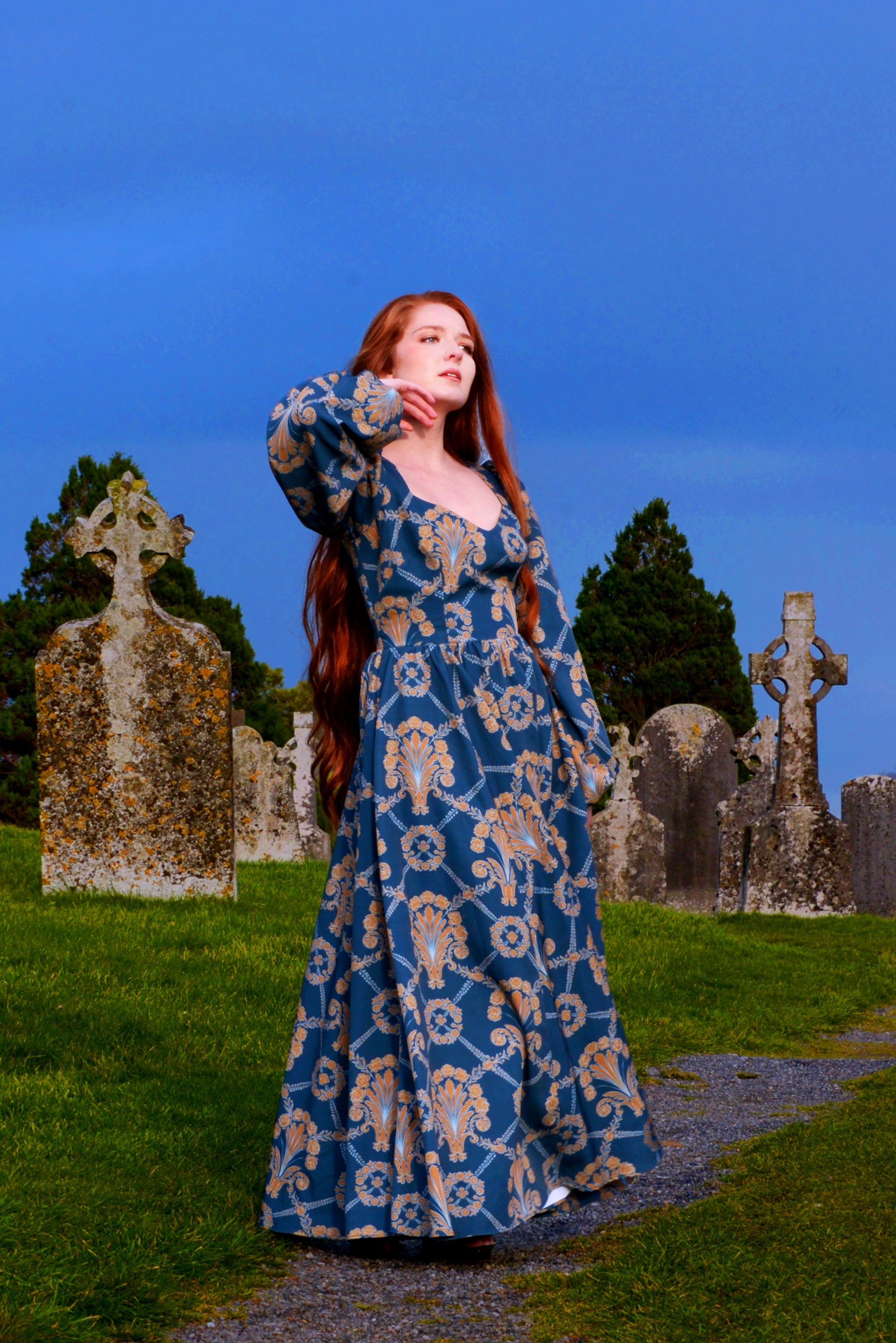 Lucrezia Maxi Gown in Take Me to Galway Crepe | Laura Byrnes-Tactilefable