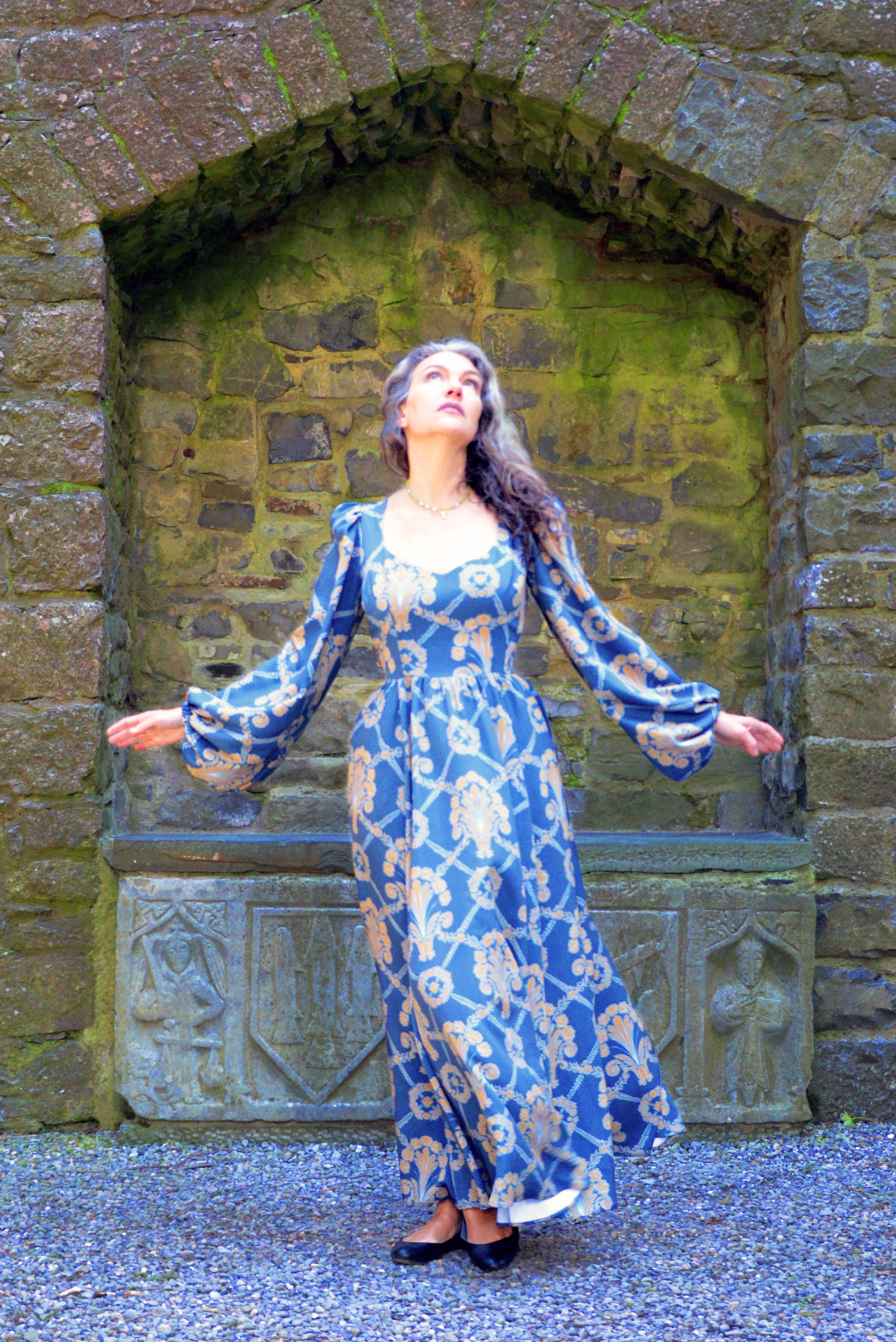 Lucrezia Maxi Gown in Take Me to Galway Crepe | Laura Byrnes-Tactilefable