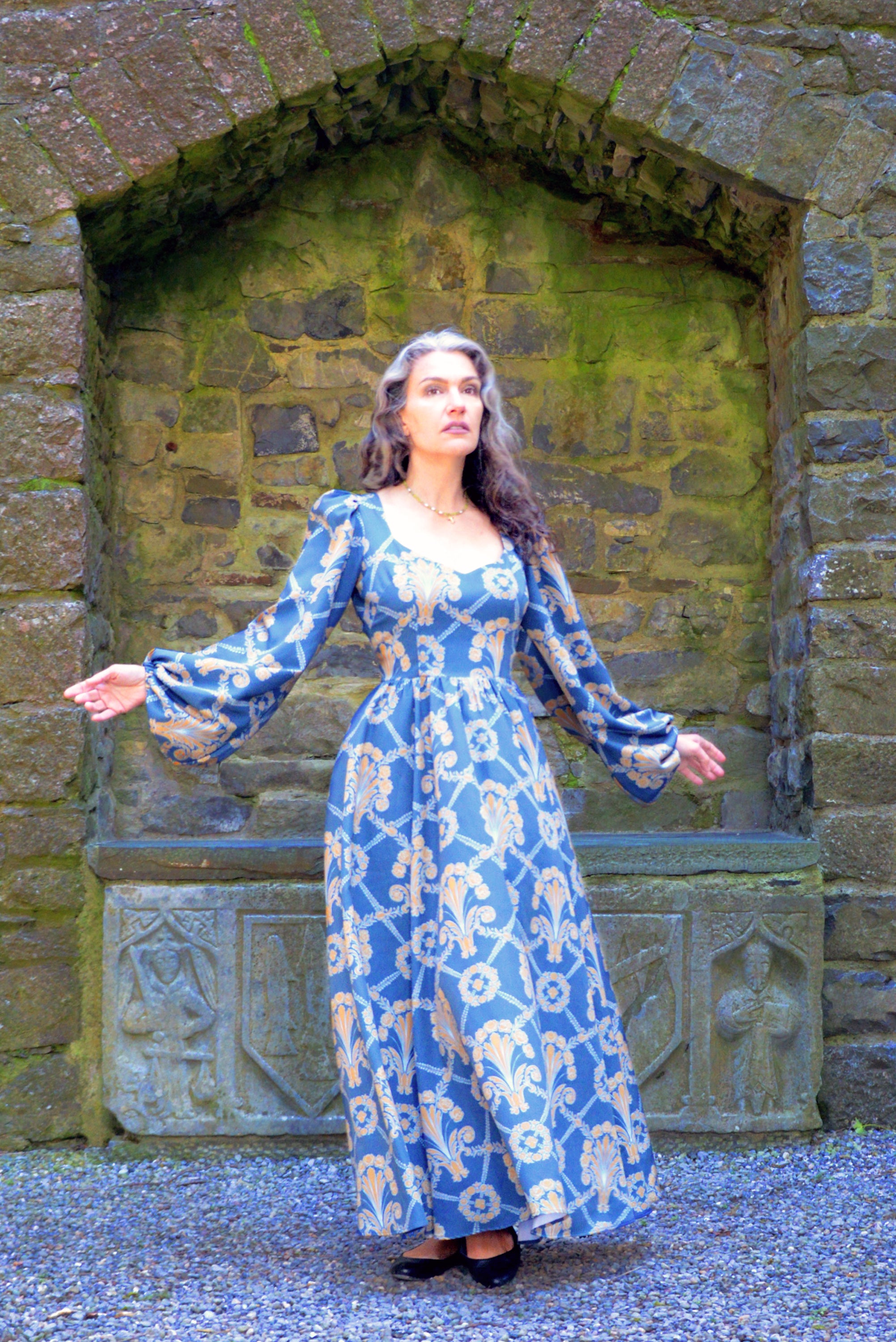 Lucrezia Maxi Gown in Take Me to Galway Crepe | Laura Byrnes-Tactilefable