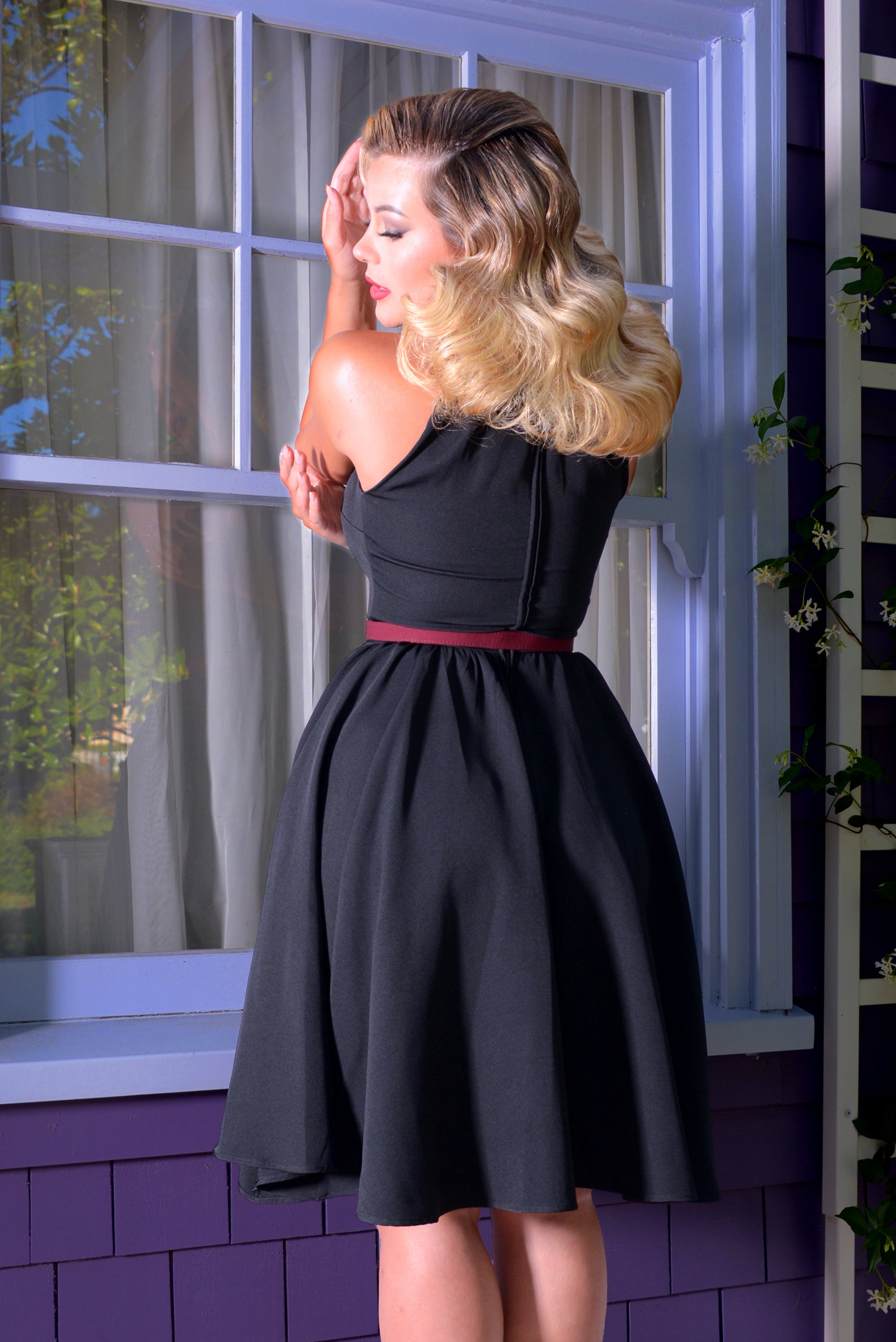 Harley Swing Dress in Black Twill | Pinup Couture-Tactilefable