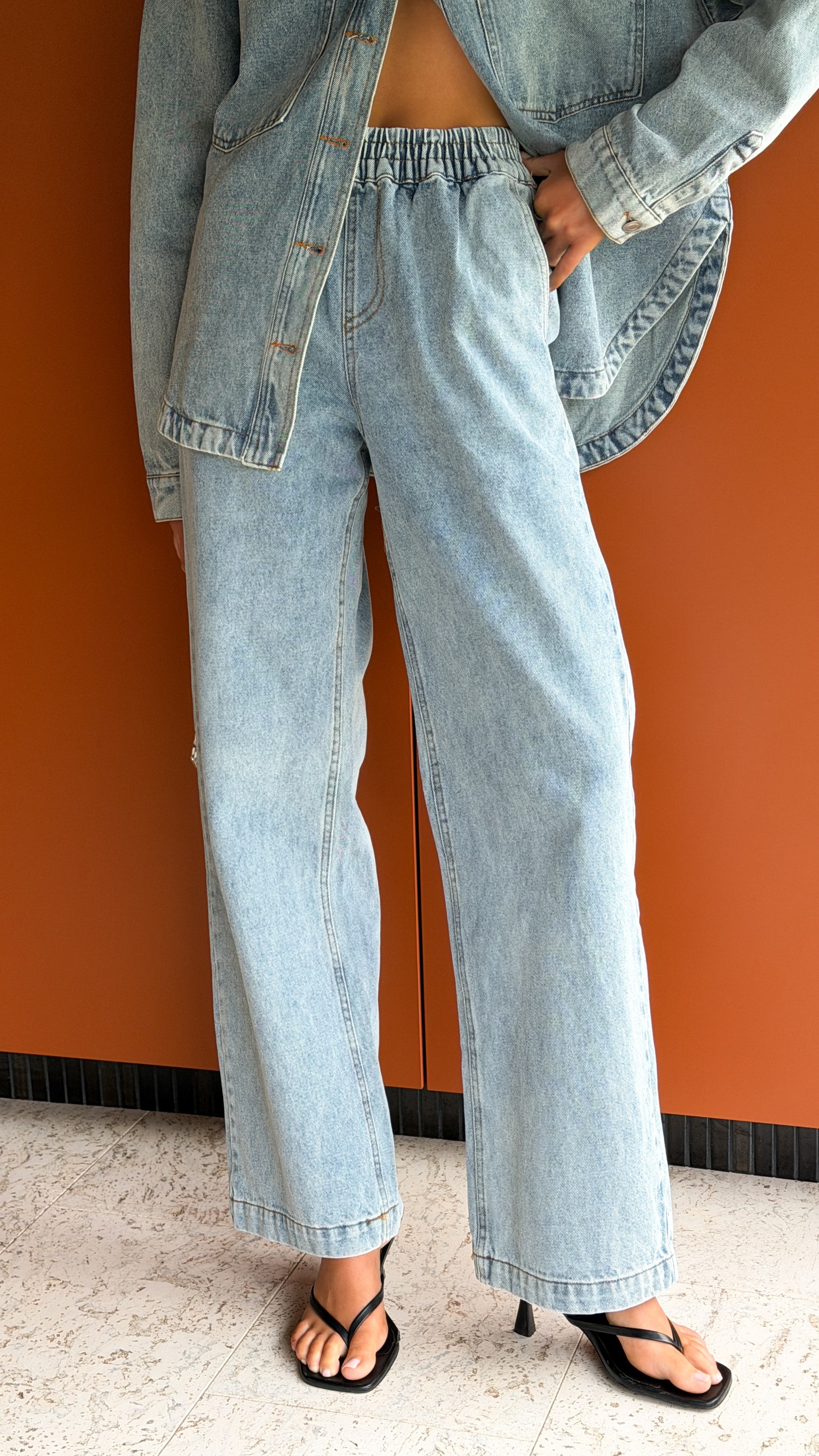 Zina Denim Pants - Mid Blue-Tactilefable