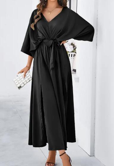 Satin Kimono Style Maxi Dress | Miss Sparkling-Tactilefable