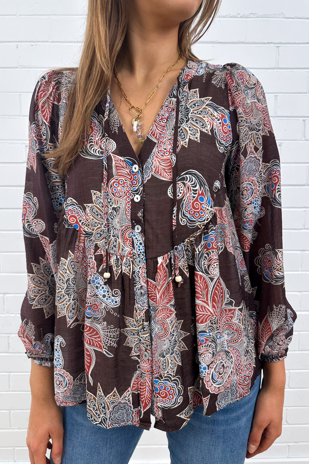 Blouse - Chocolate Paisley-Tactilefable