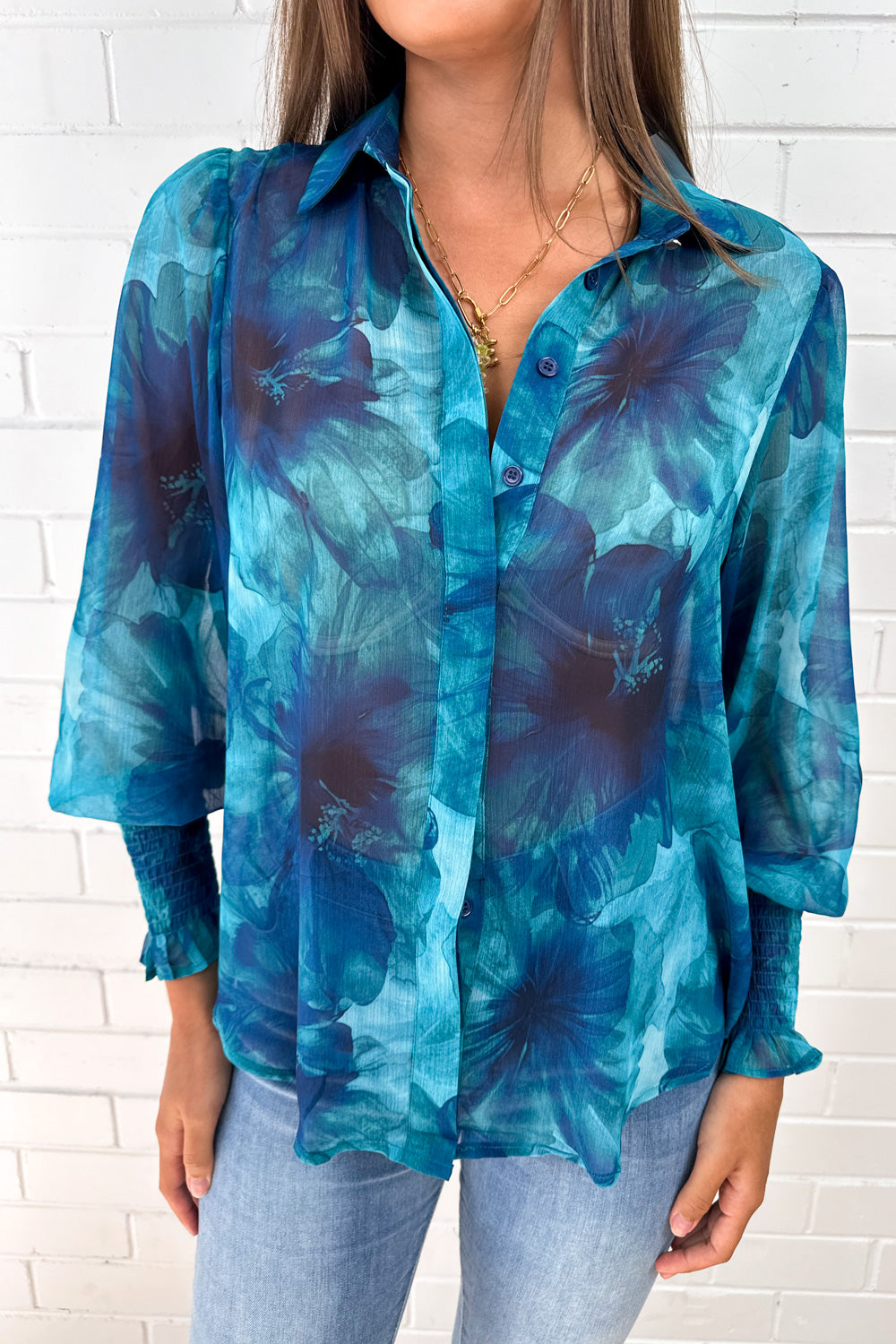 Selene Blouse - Teal Floral-Tactilefable