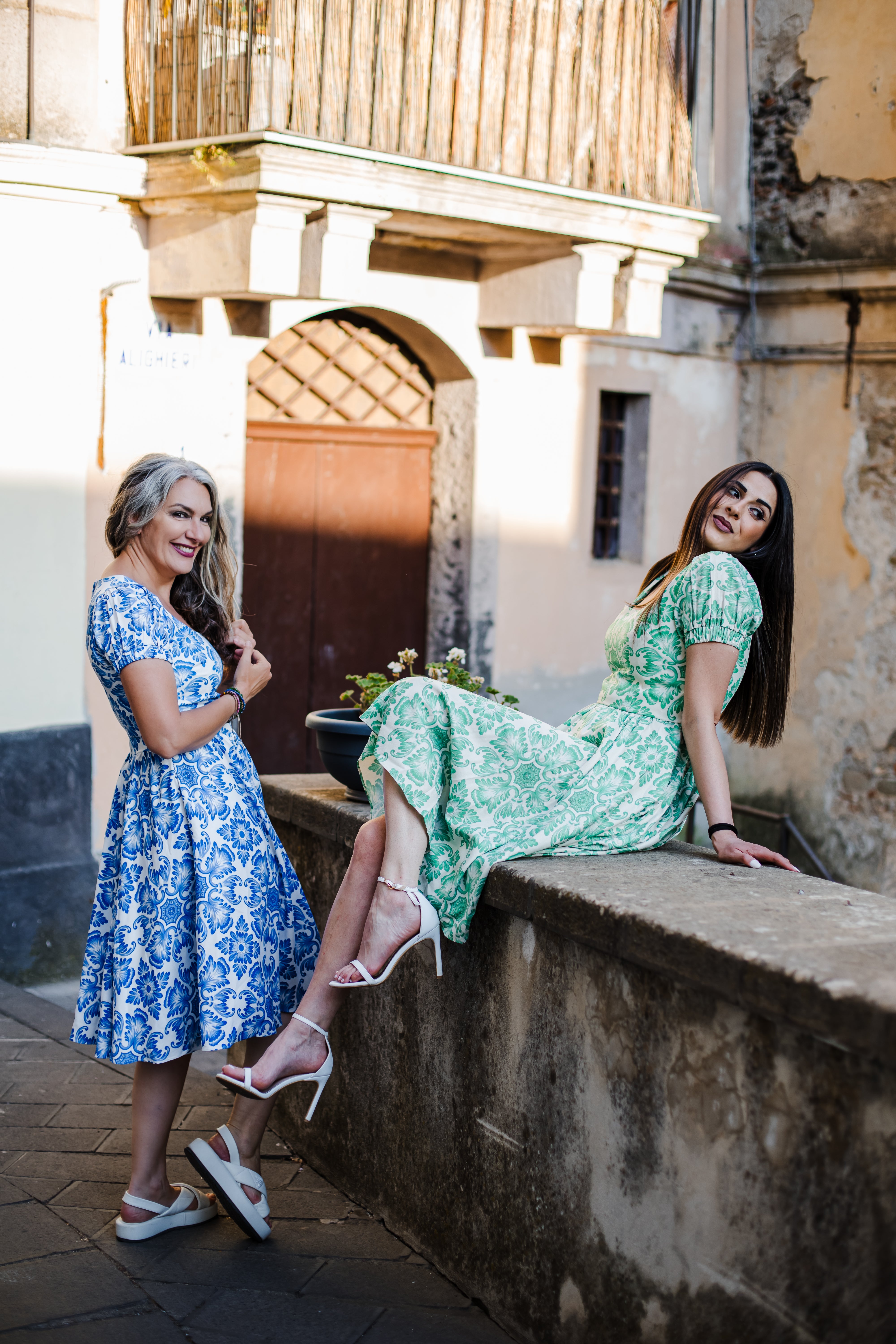 Amara Swing Dress in Green Noto Tile-Tactilefable
