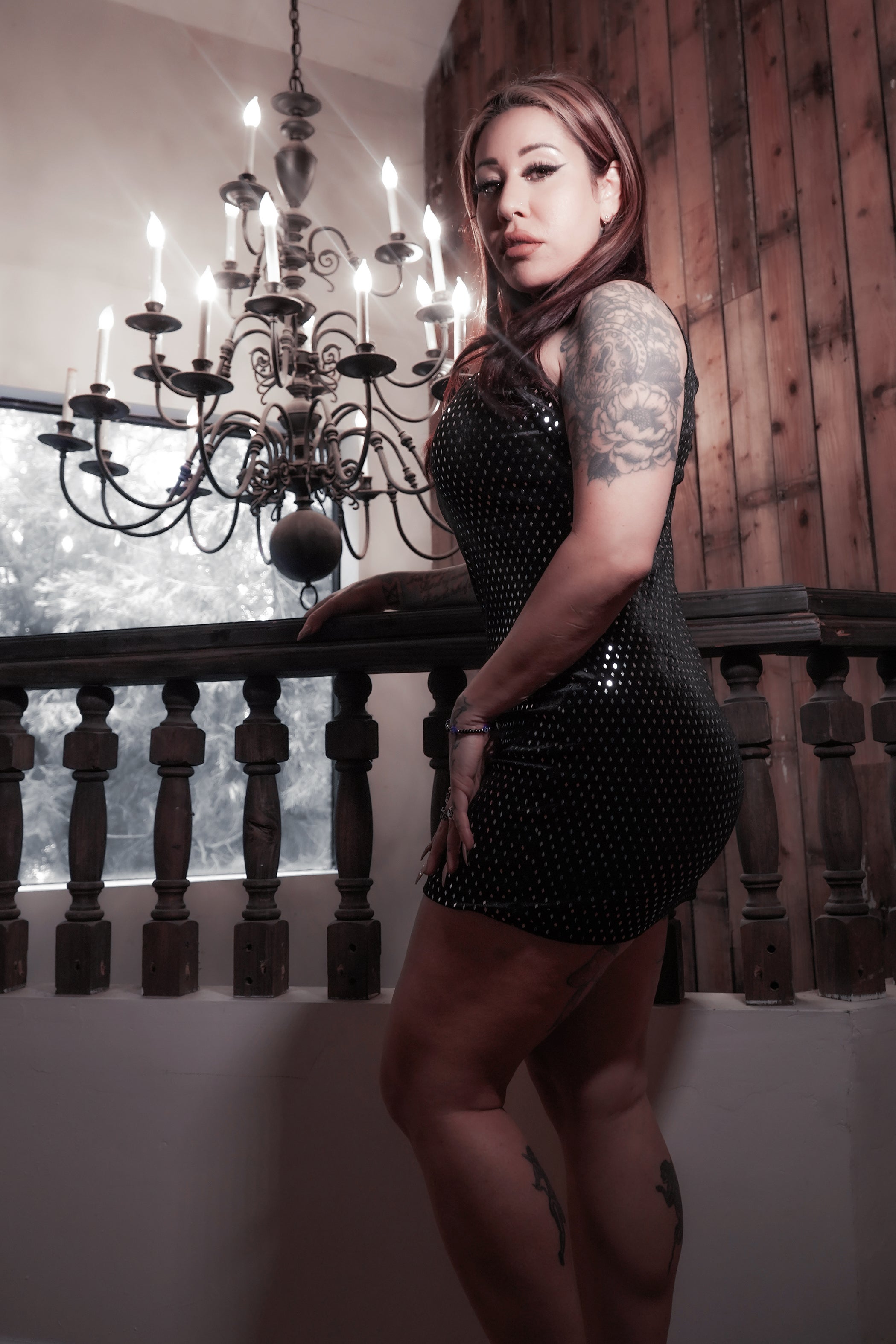 Frostbound Velvet Dress with Silver Shimmer-Tactilefable
