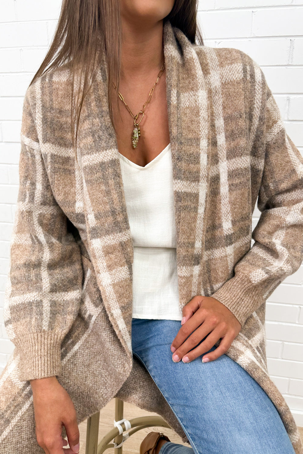 Tallulah Cardi - Caramel Check-Tactilefable