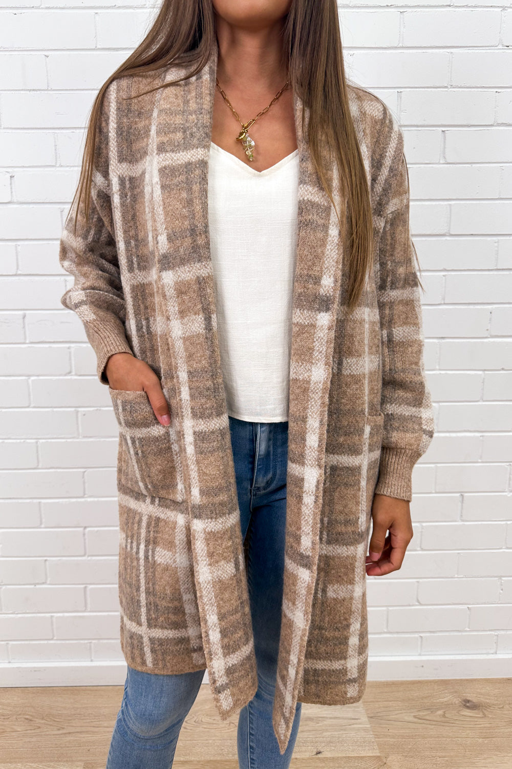 Tallulah Cardi - Caramel Check-Tactilefable