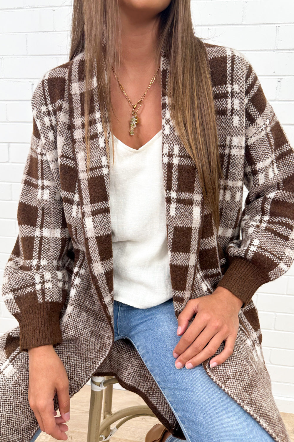 Tallulah Cardi - Chocolate Check-Tactilefable