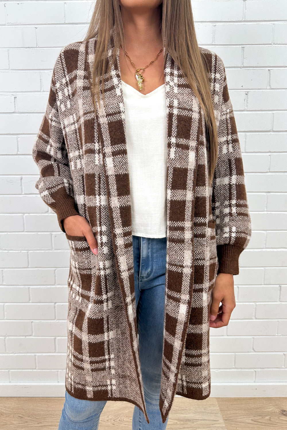 Tallulah Cardi - Chocolate Check-Tactilefable