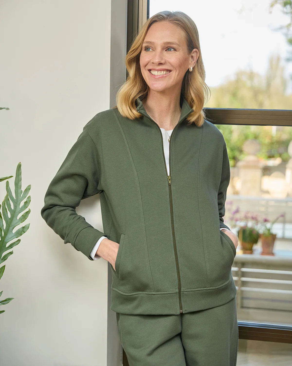 Taylor Cotton Mix Leisure Cardigan - Green-Tactilefable