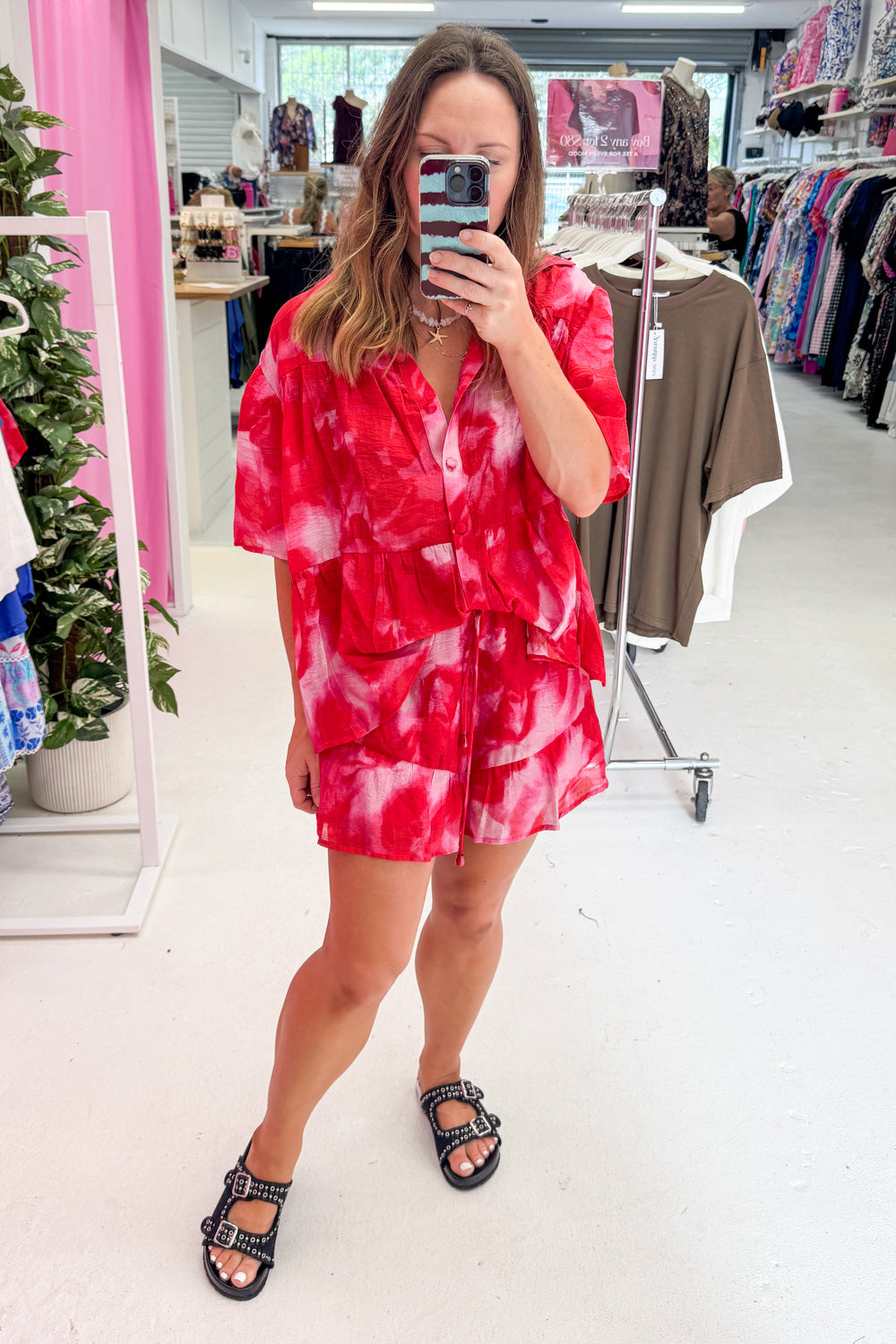 Tulum Escape Shirt - Red Crush Tie Dye-Tactilefable