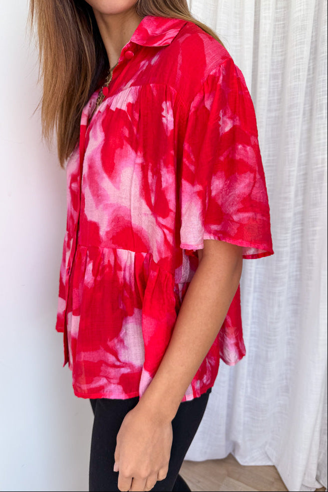 Tulum Escape Shirt - Red Crush Tie Dye-Tactilefable