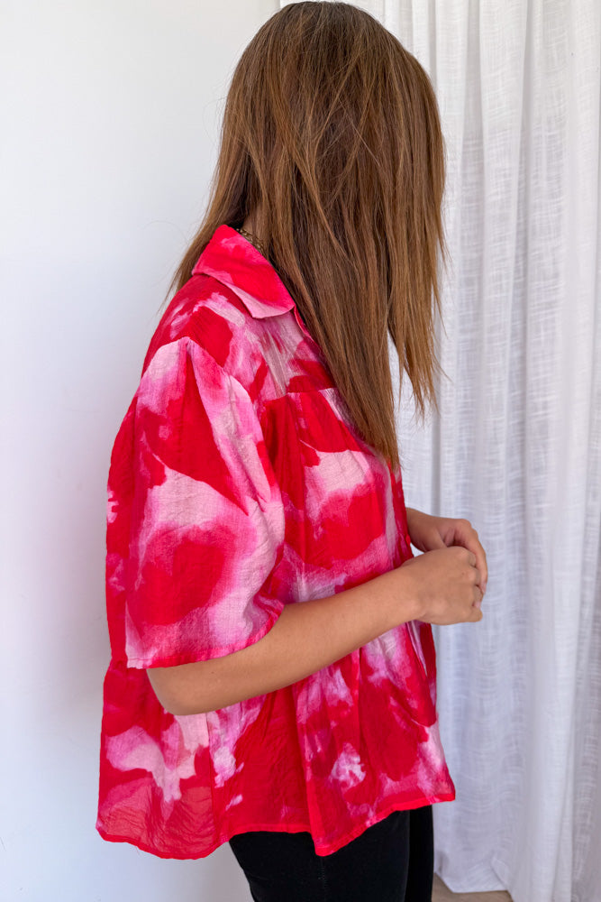 Tulum Escape Shirt - Red Crush Tie Dye-Tactilefable