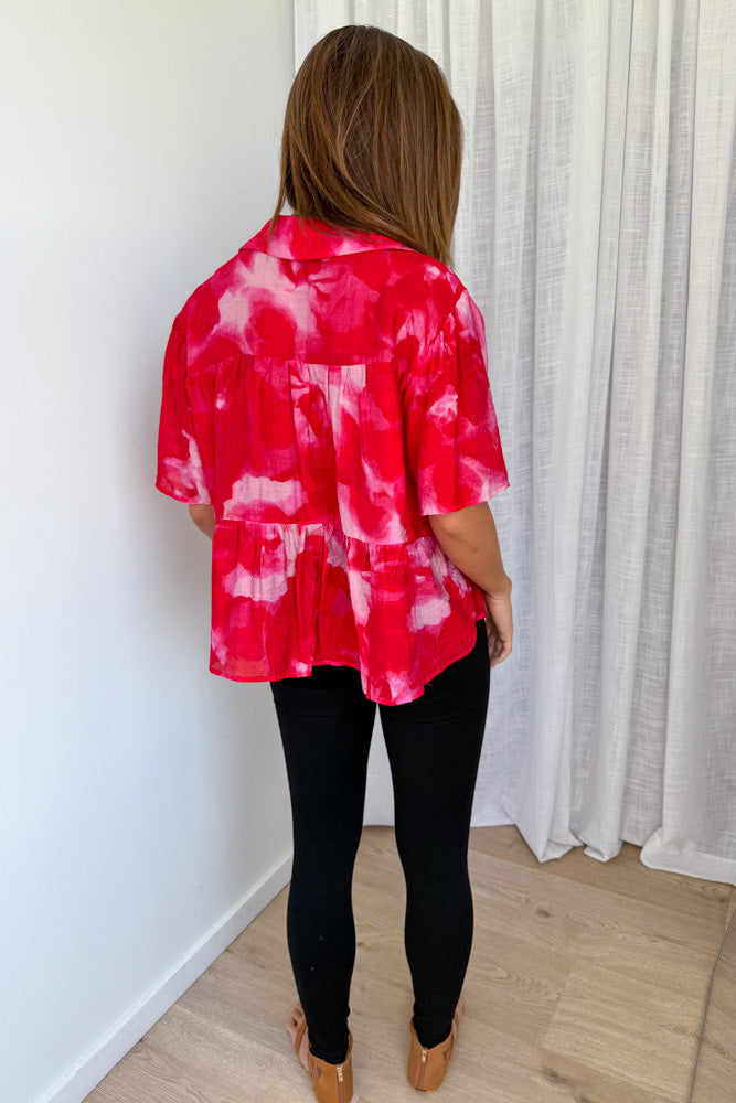 Tulum Escape Shirt - Red Crush Tie Dye-Tactilefable