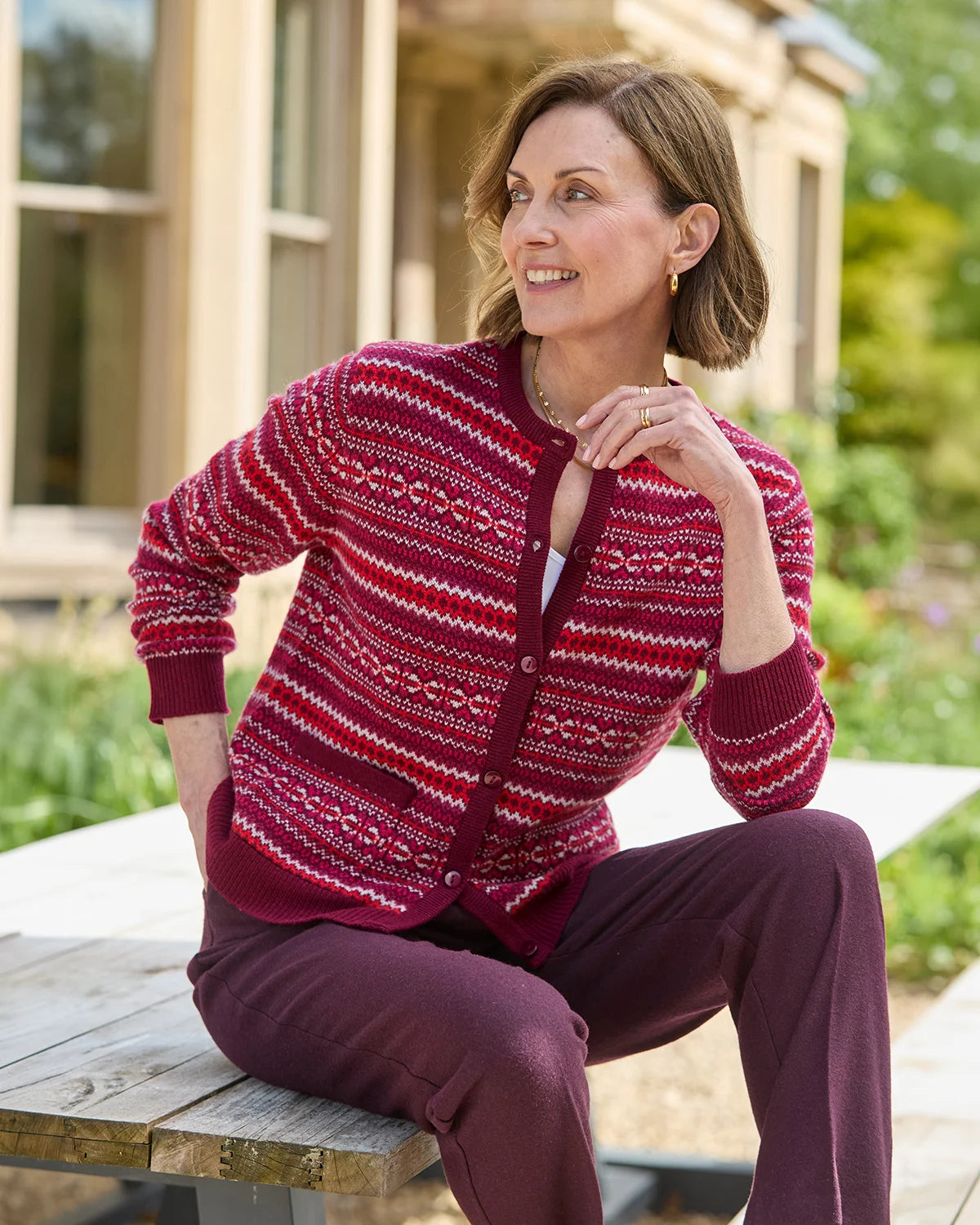Vera Fairisle Design Pure Lambswool Cardigan-Tactilefable