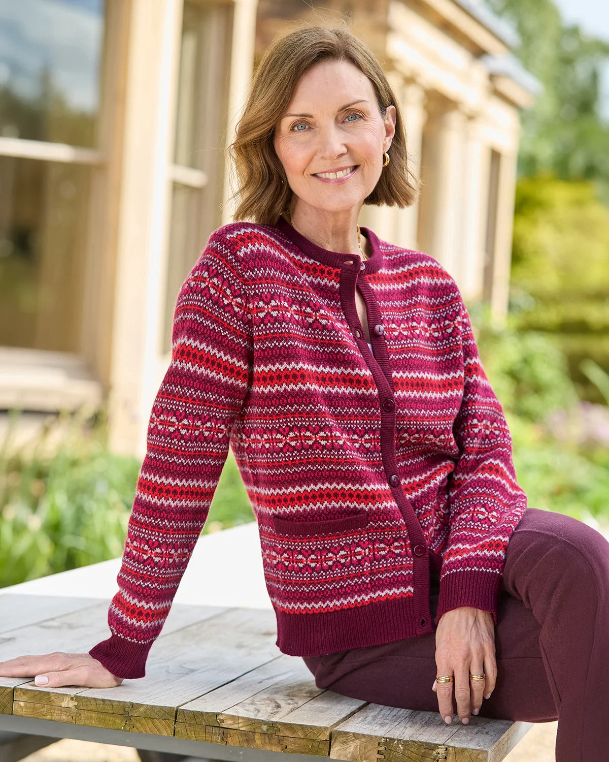 Vera Fairisle Design Pure Lambswool Cardigan-Tactilefable
