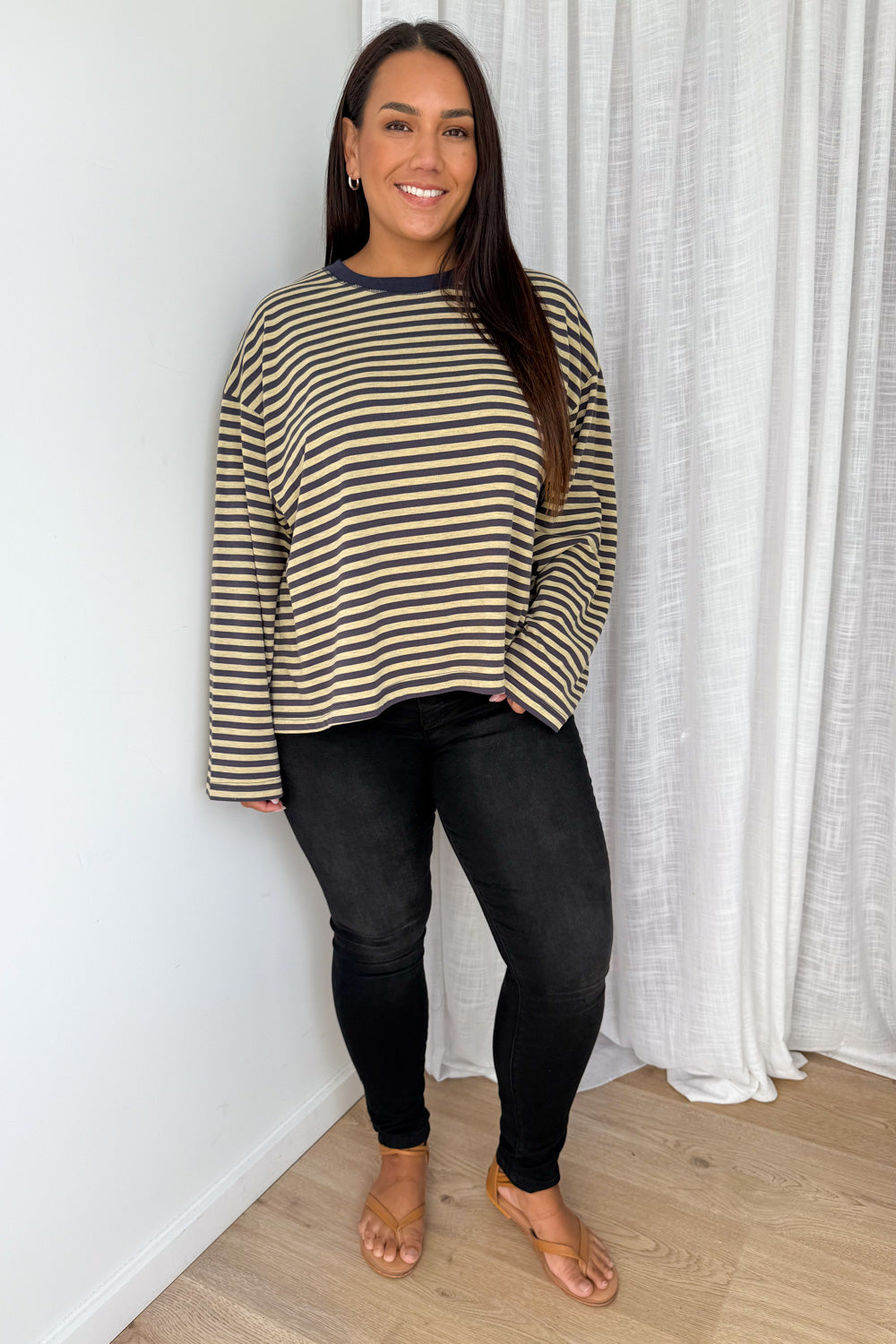 Long Sleeve Tee - Washed Yellow Stripe