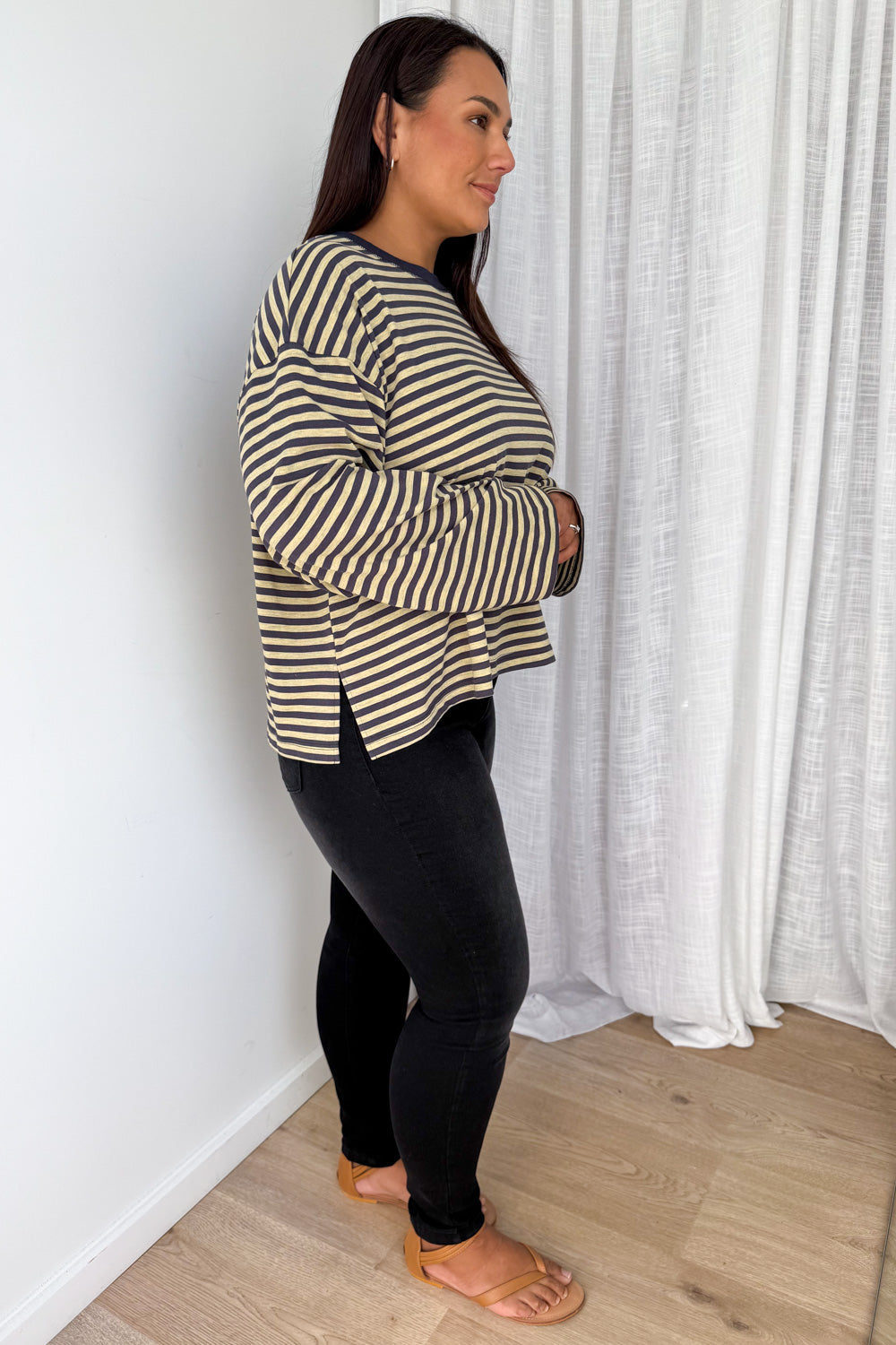 Long Sleeve Tee - Washed Yellow Stripe