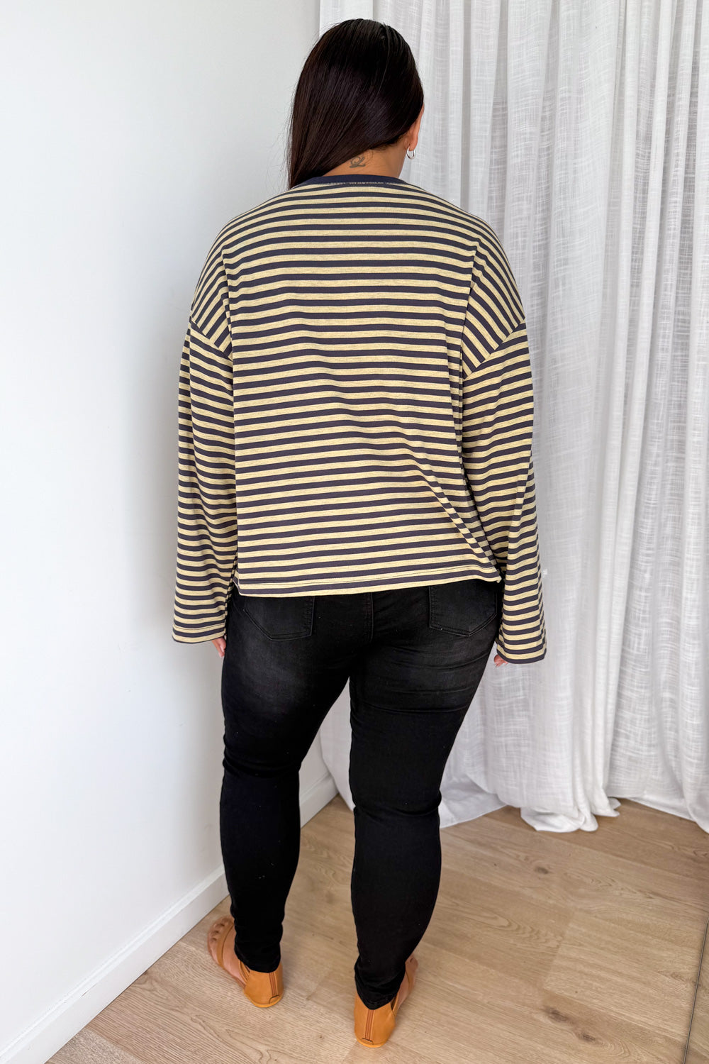 Long Sleeve Tee - Washed Yellow Stripe