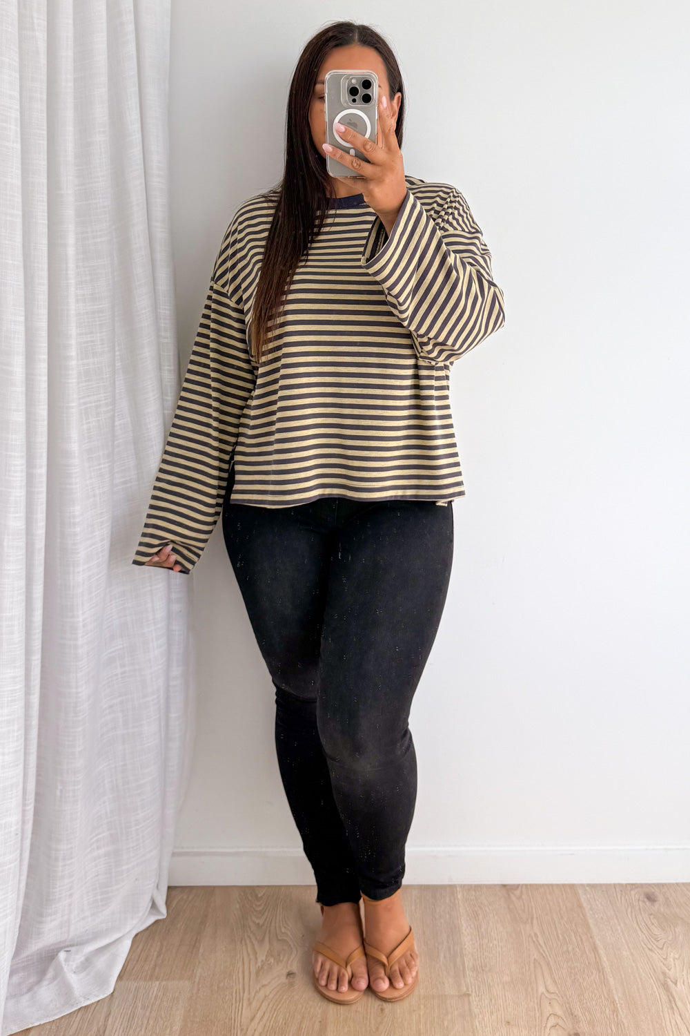 Long Sleeve Tee - Washed Yellow Stripe