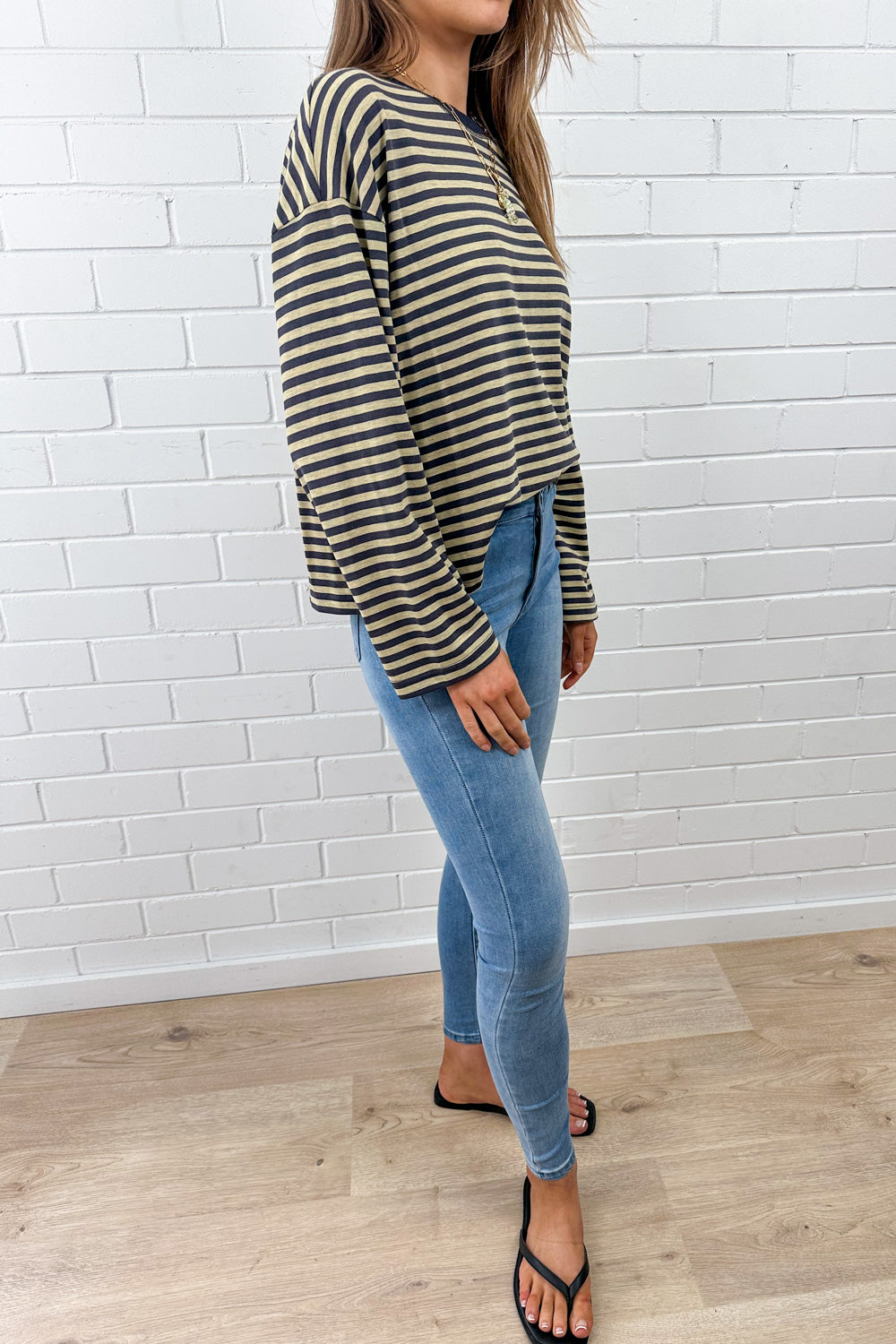 Long Sleeve Tee - Washed Yellow Stripe