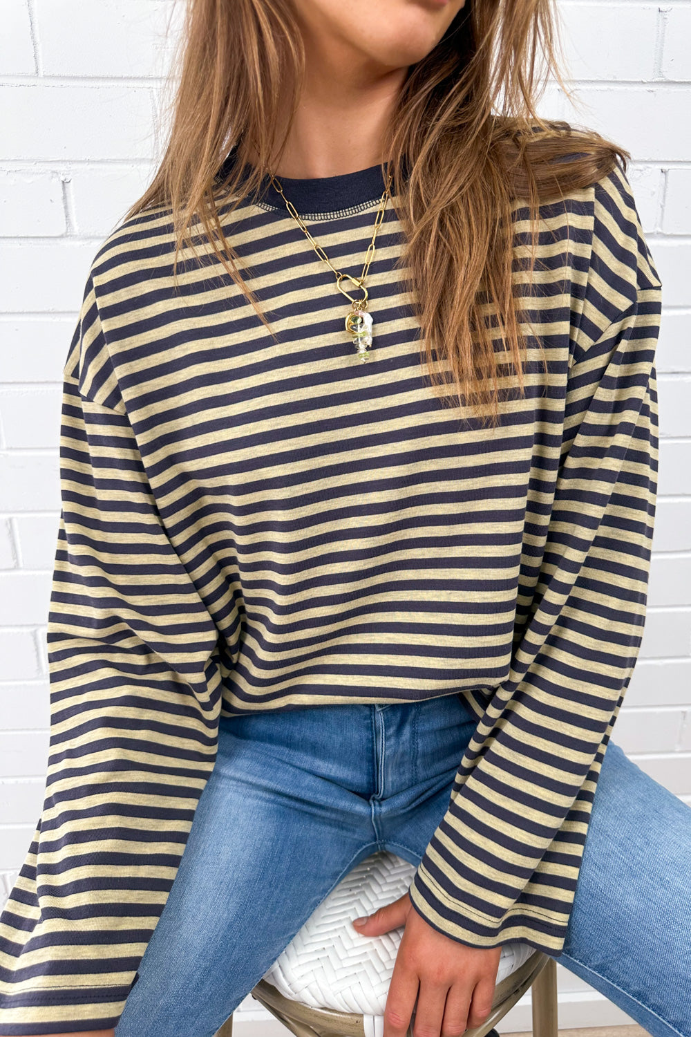 Long Sleeve Tee - Washed Yellow Stripe-Tactilefable