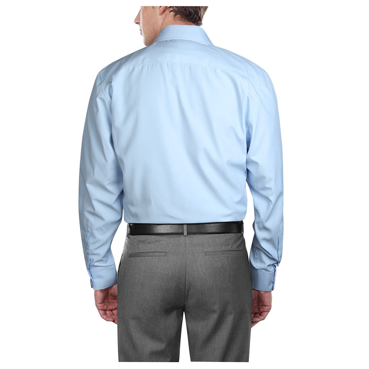Light Blue Cotton Blend Classic Fit Men's Dress Shirt for Business-Tactilefable