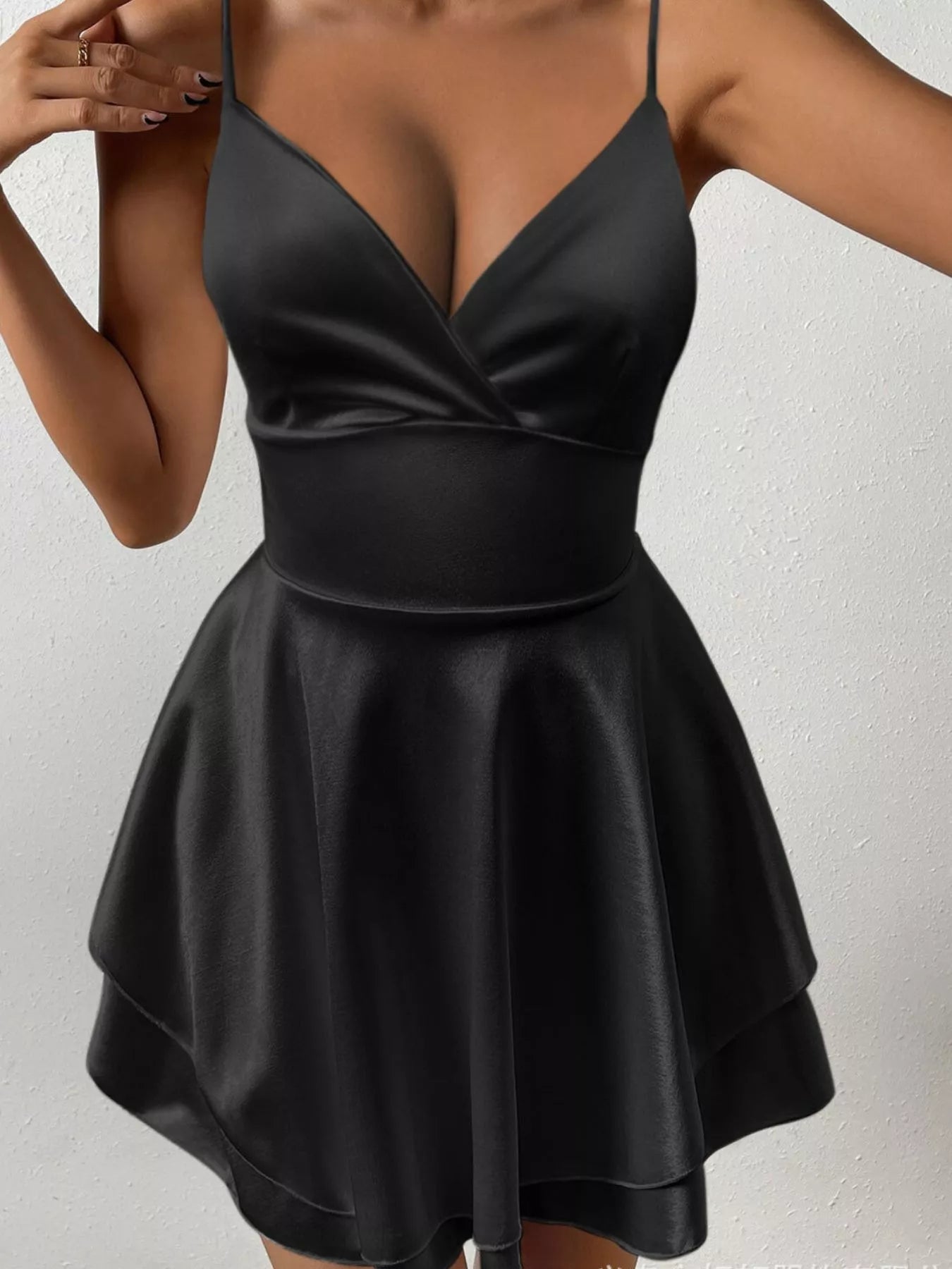 Midnight Crisscross Satin Mini Dress | 5 Colors | Poundton-Tactilefable