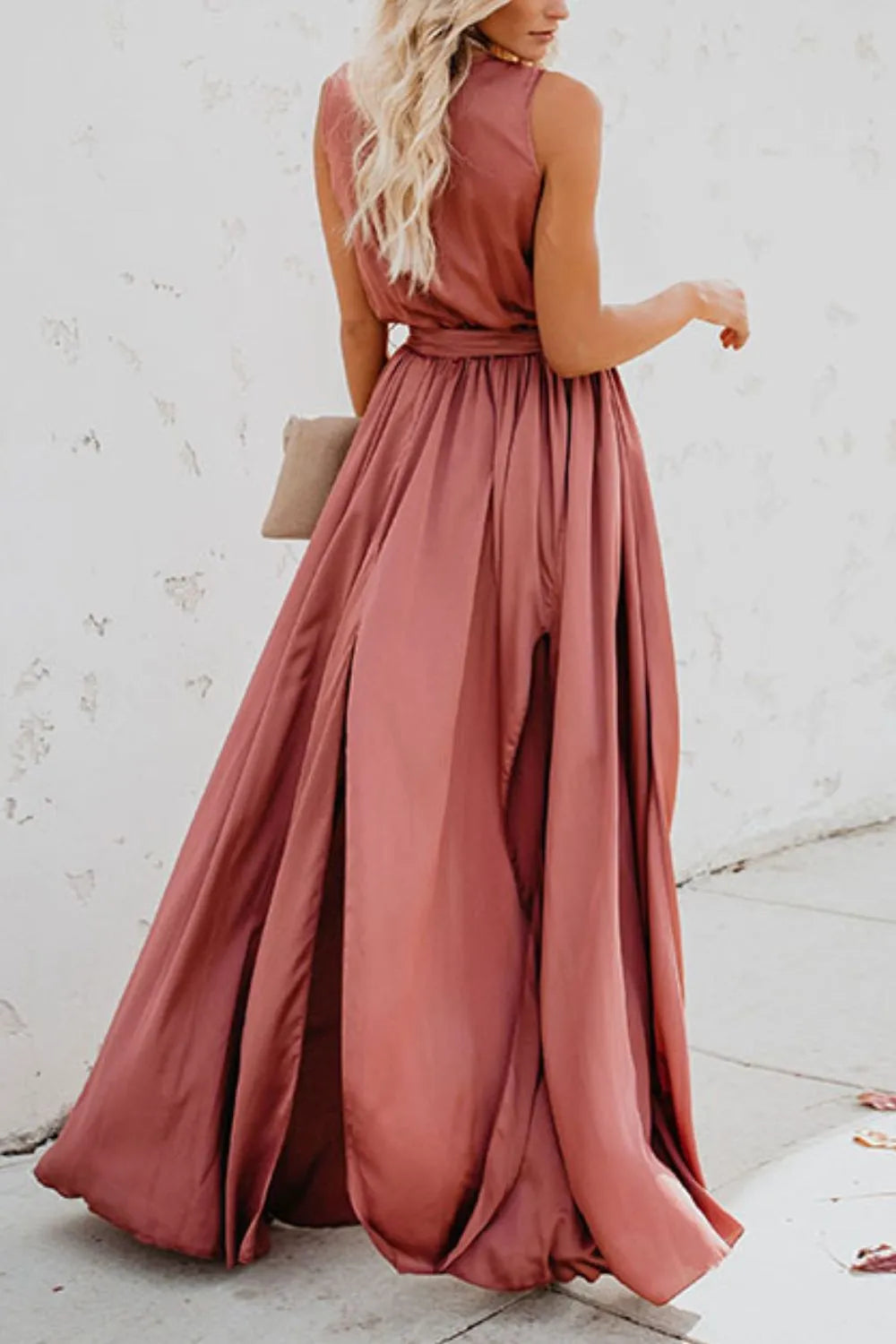 Gilded Hour Surplice Tie Waist Maxi Dress | 3 colors | Poundton-Tactilefable